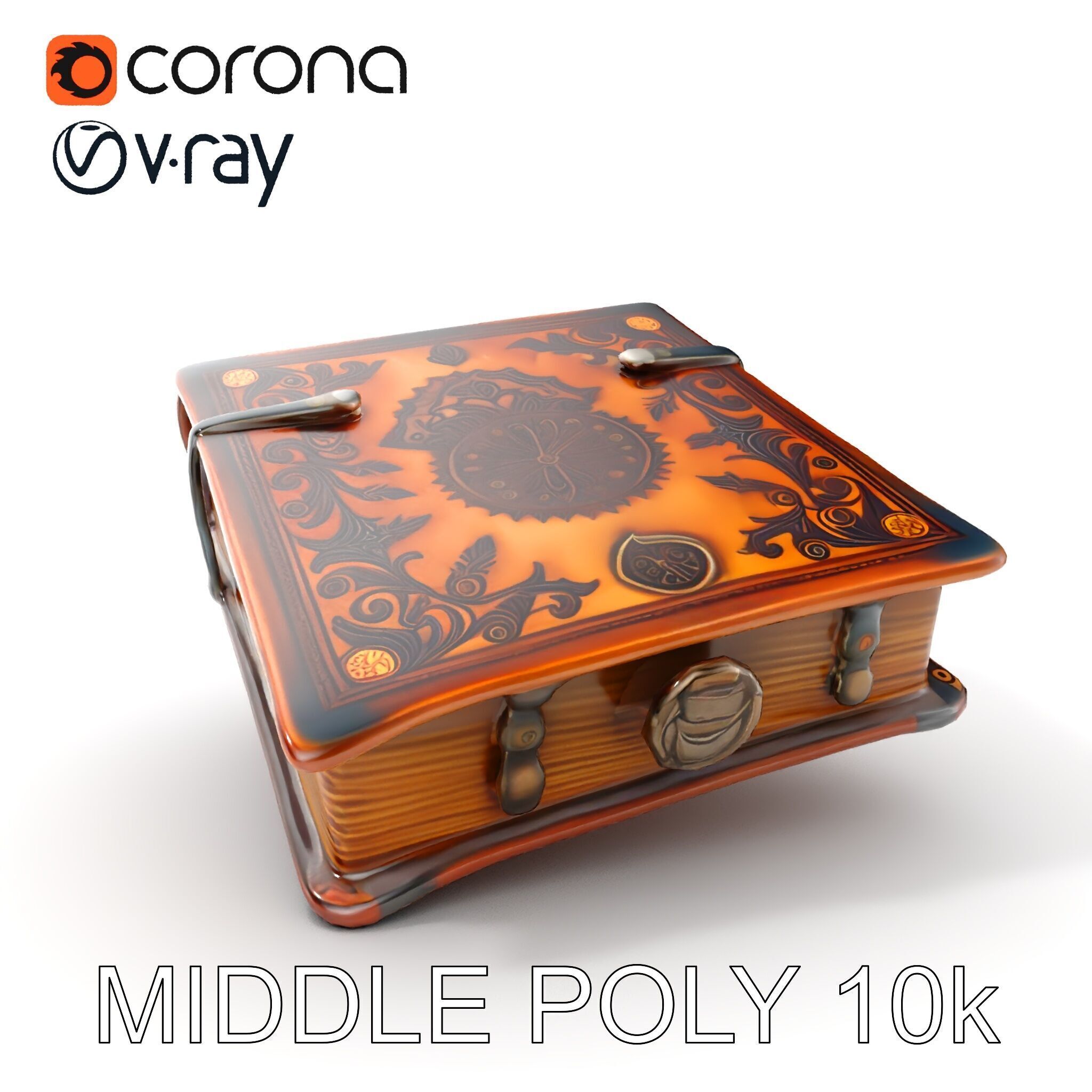 Ornate Medieval Book D Model Pack Low-poly 3D model_9