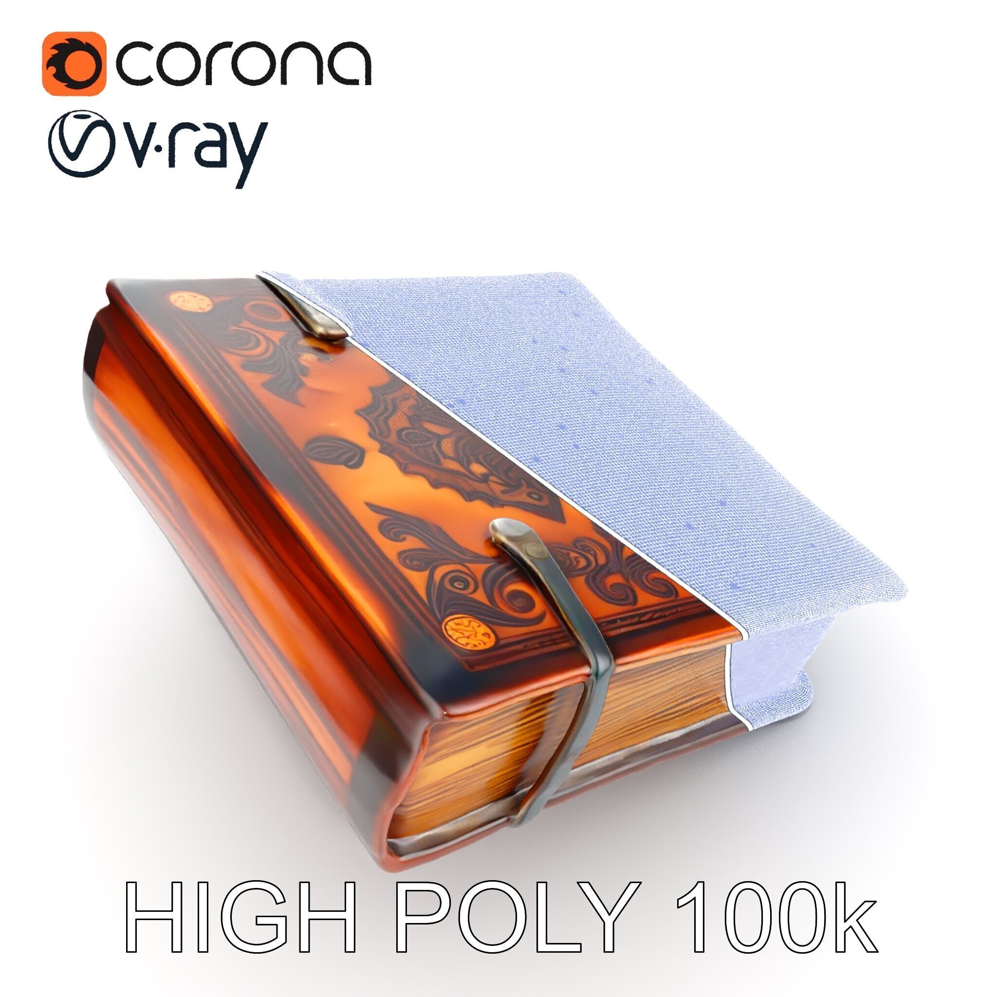 Ornate Medieval Book D Model Pack Low-poly 3D model_36