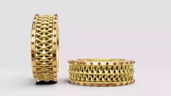 Lattice gold band rings 