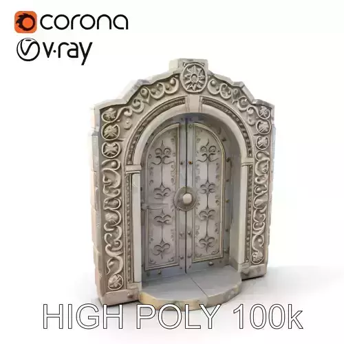 Ornate Medieval Arch Door Model Pack Low-poly 3D model