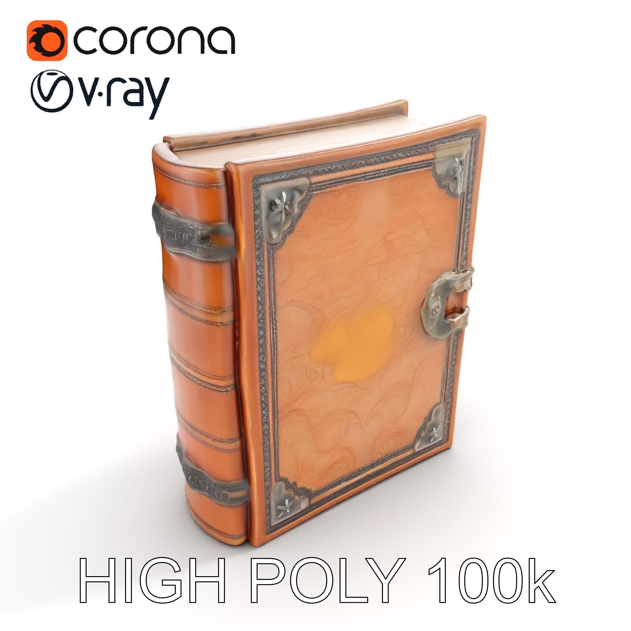 Antique Leather Bound Book Model Pack Low-poly 3D model_10
