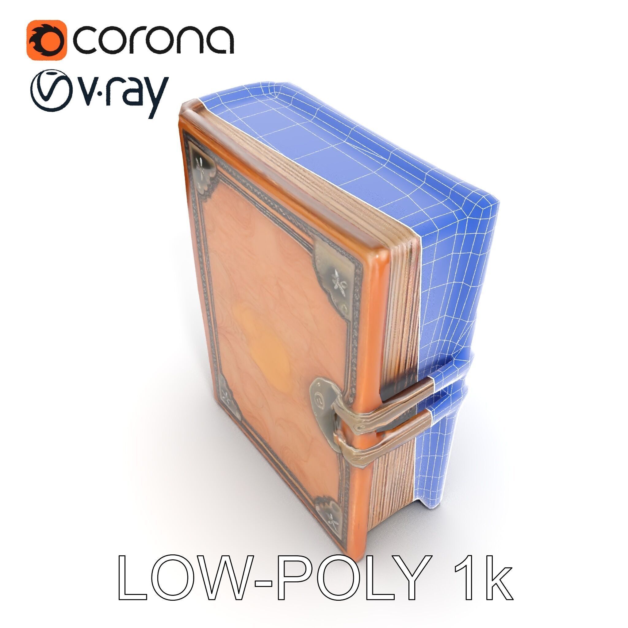 Antique Leather Bound Book Model Pack Low-poly 3D model_20