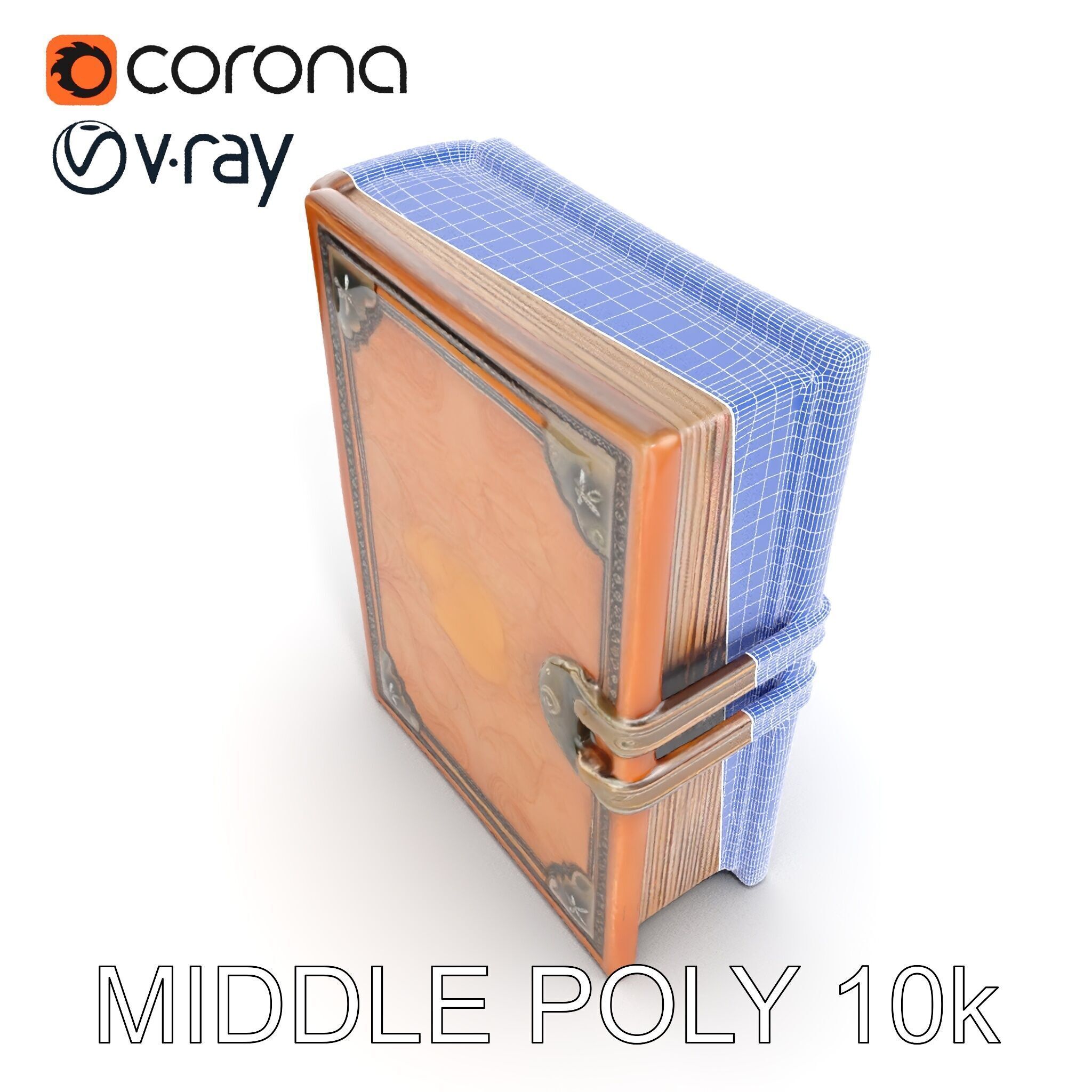 Antique Leather Bound Book Model Pack Low-poly 3D model_28