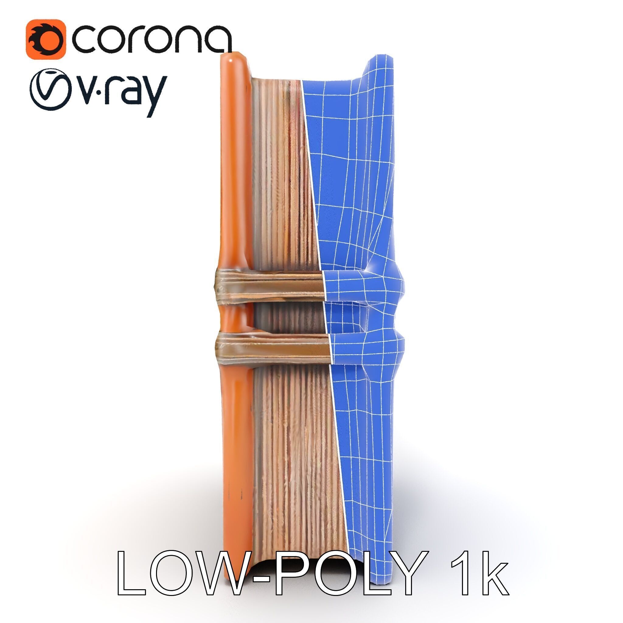 Antique Leather Bound Book Model Pack Low-poly 3D model_29