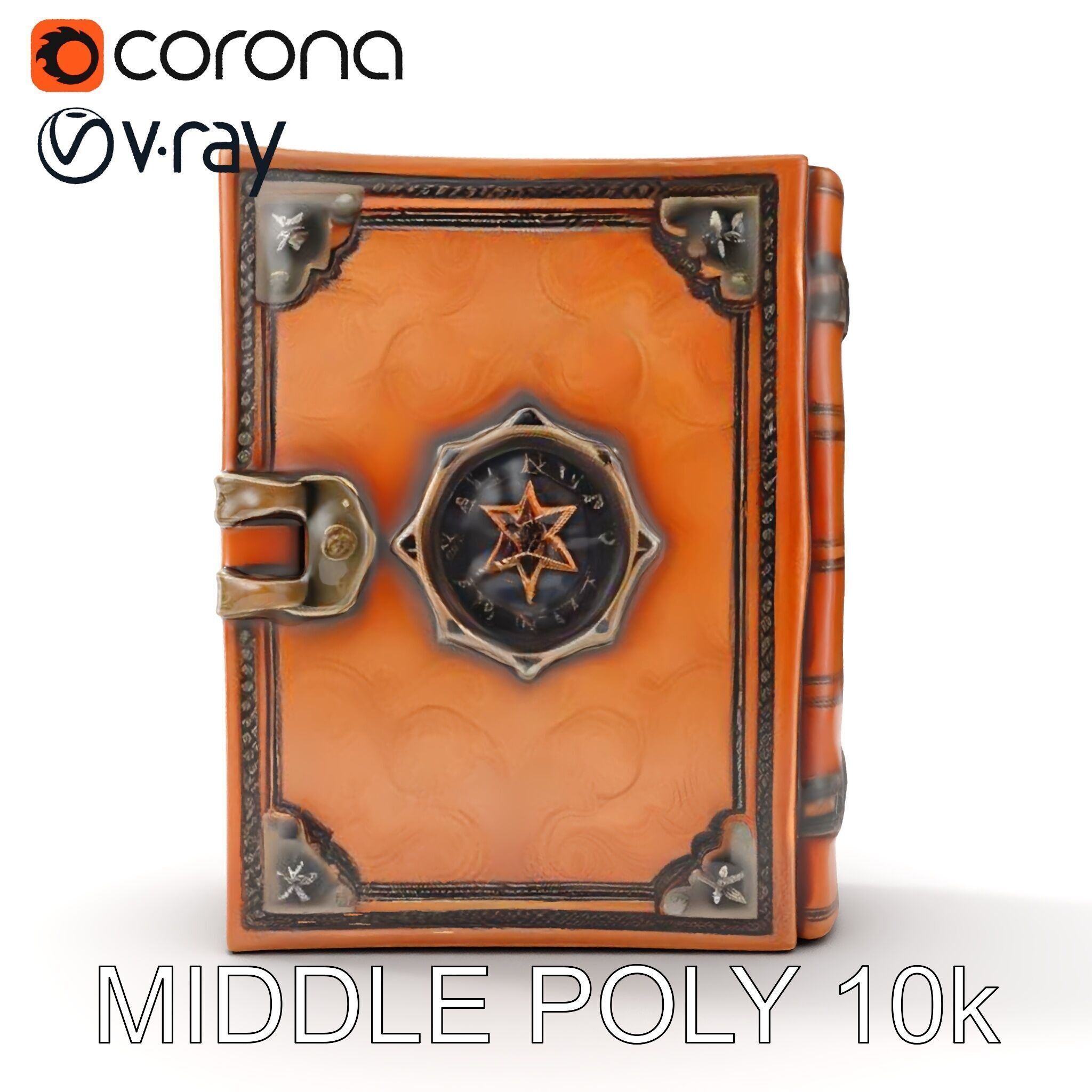 Antique Leather Bound Book Model Pack Low-poly 3D model_8