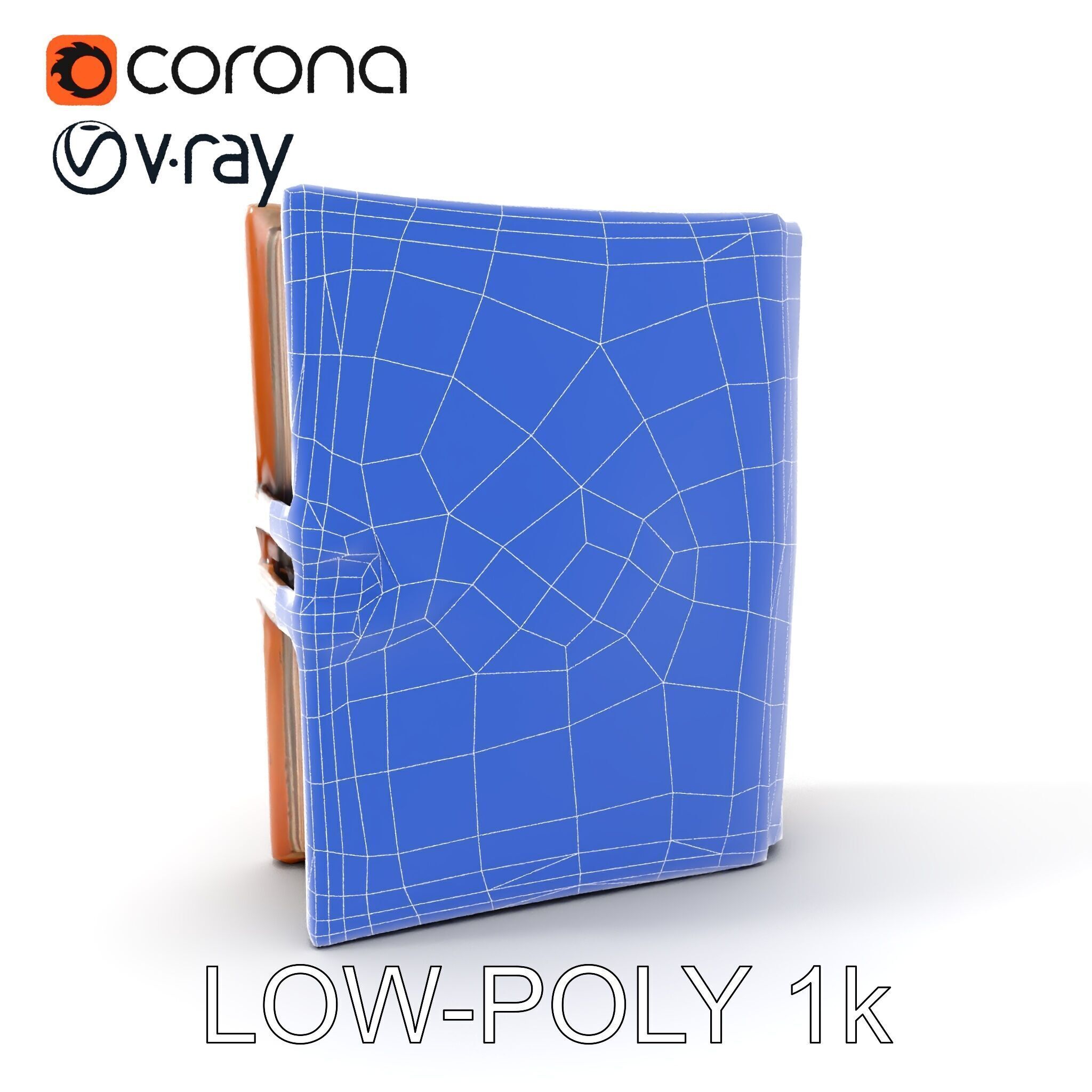 Antique Leather Bound Book Model Pack Low-poly 3D model_26