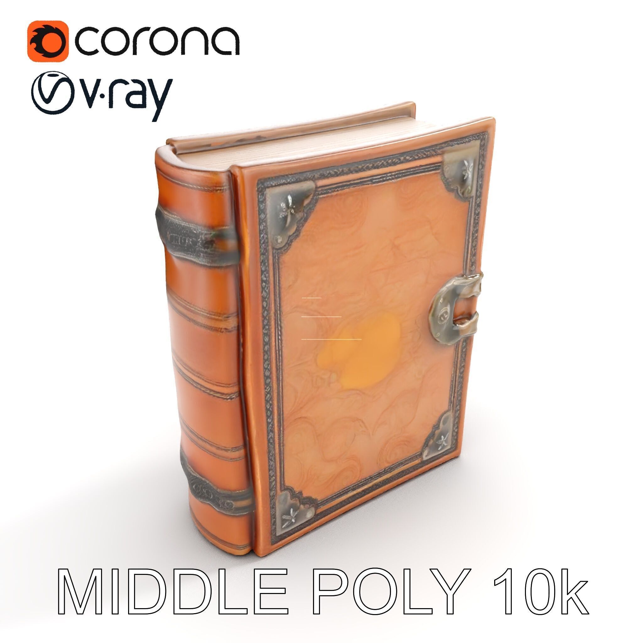 Antique Leather Bound Book Model Pack Low-poly 3D model_6