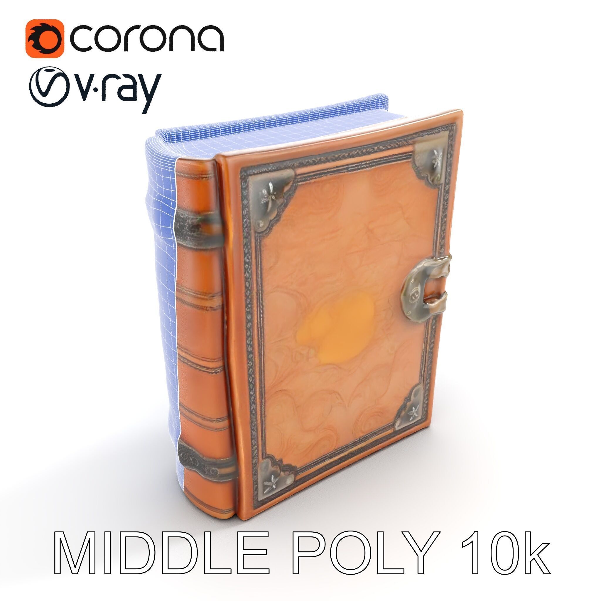 Antique Leather Bound Book Model Pack Low-poly 3D model_25