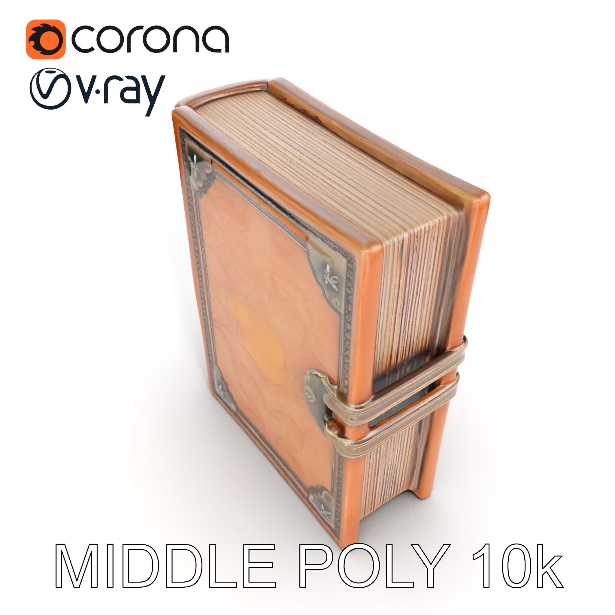 Antique Leather Bound Book Model Pack Low-poly 3D model_11