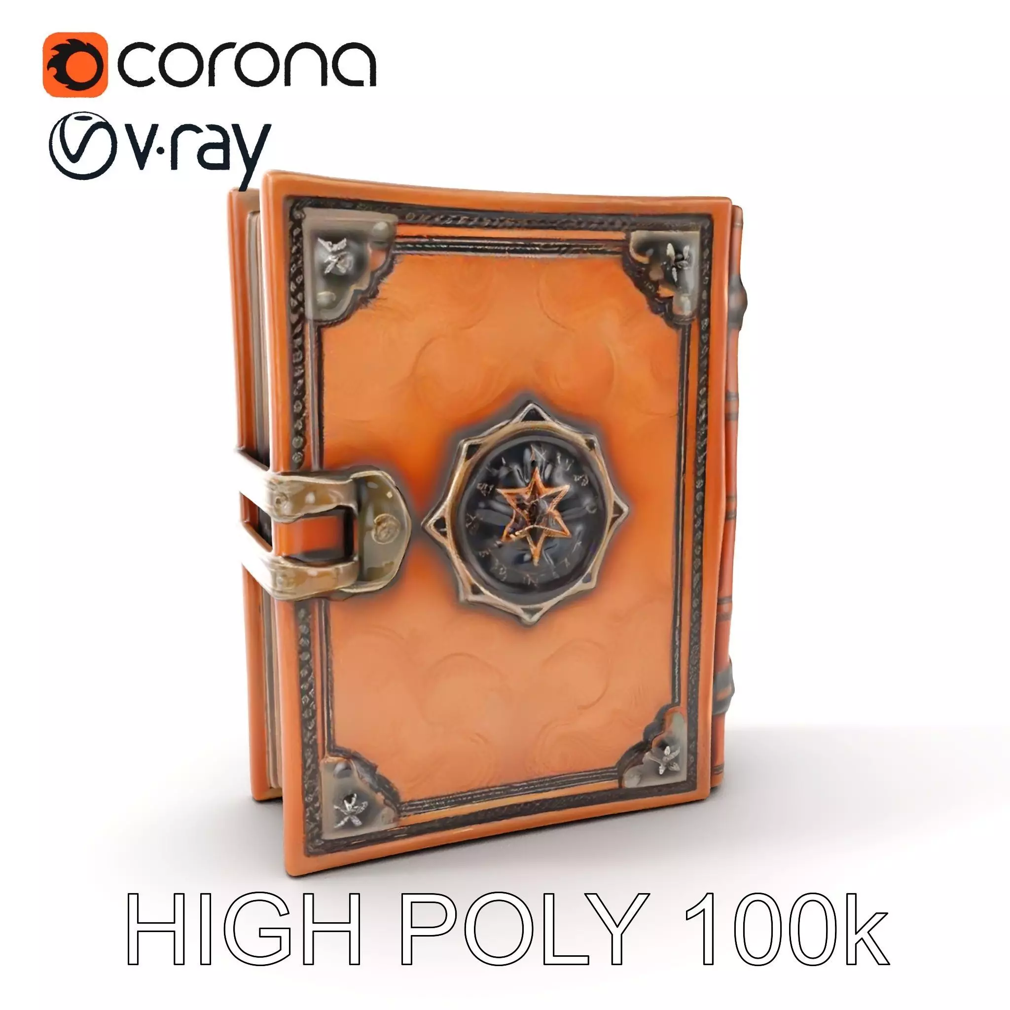 Antique Leather Bound Book Model Pack Low-poly 3D model_0