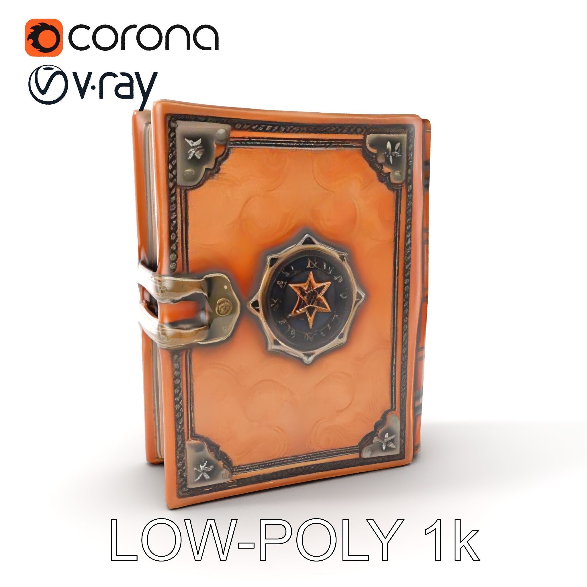 Antique Leather Bound Book Model Pack Low-poly 3D model_15