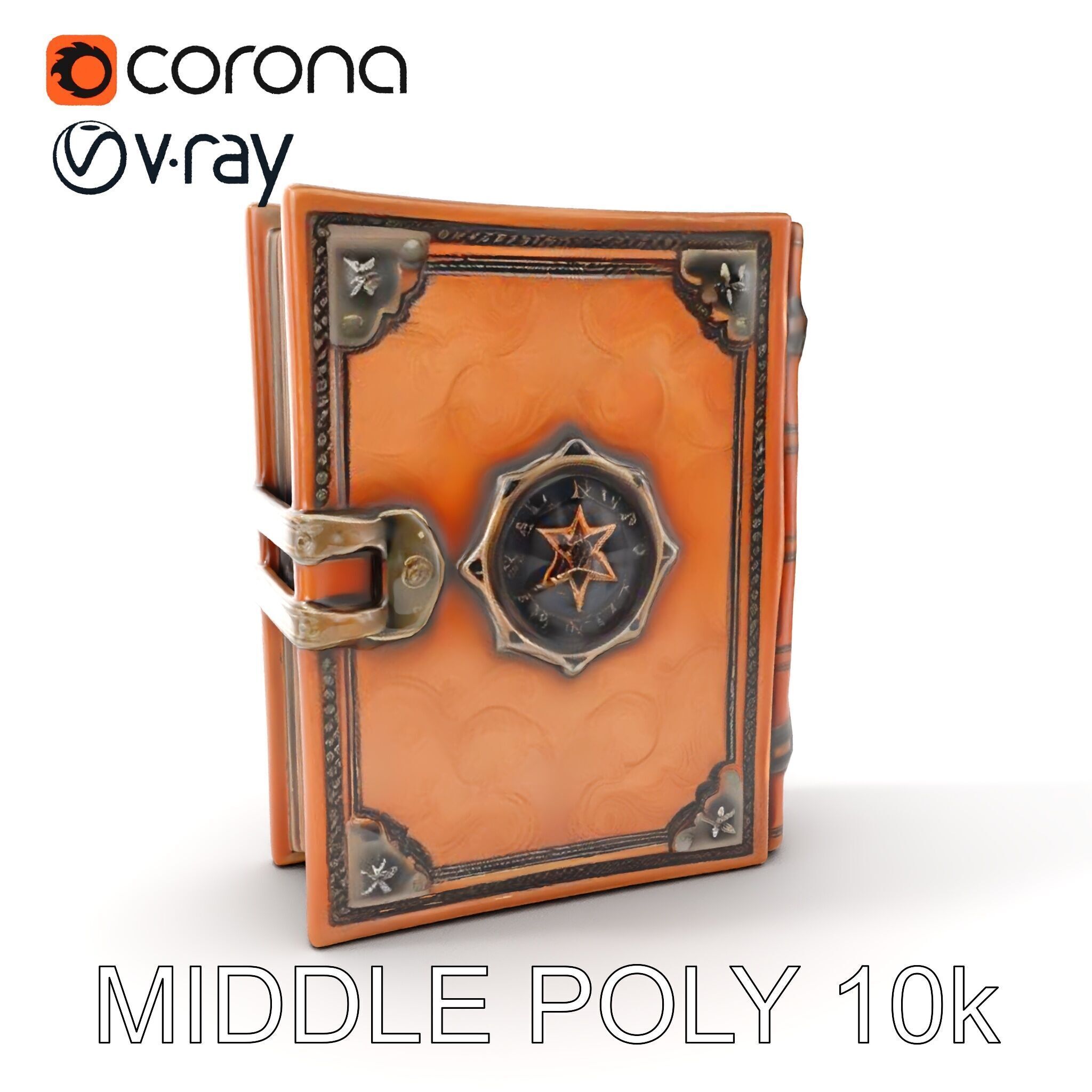 Antique Leather Bound Book Model Pack Low-poly 3D model_17