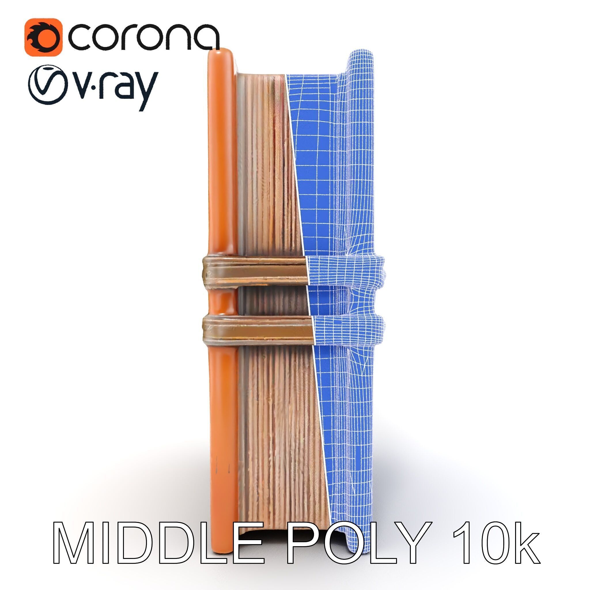 Antique Leather Bound Book Model Pack Low-poly 3D model_22