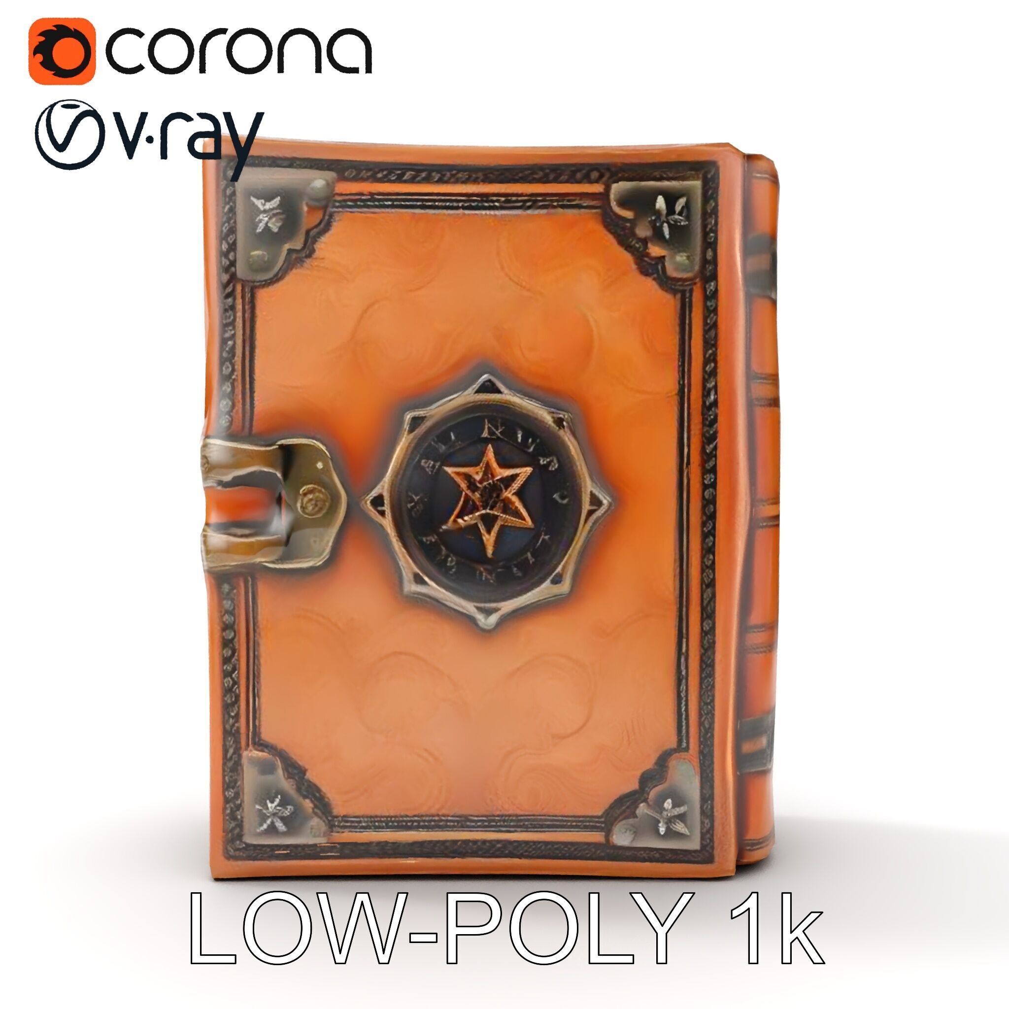 Antique Leather Bound Book Model Pack Low-poly 3D model_18