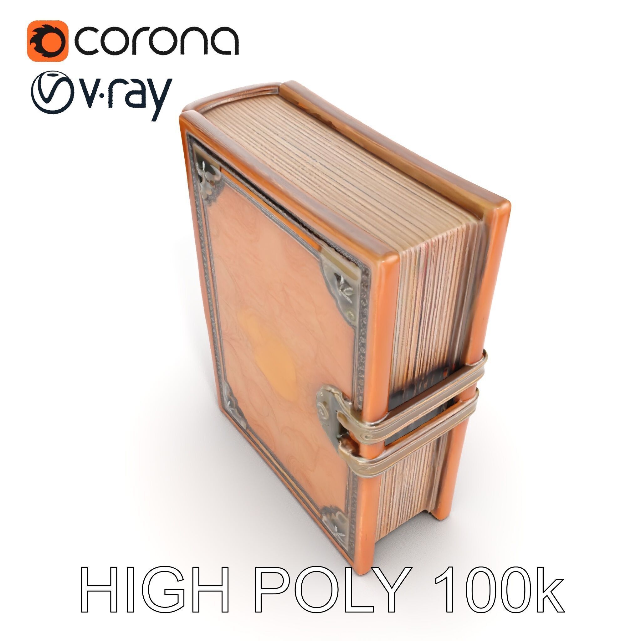 Antique Leather Bound Book Model Pack Low-poly 3D model_13