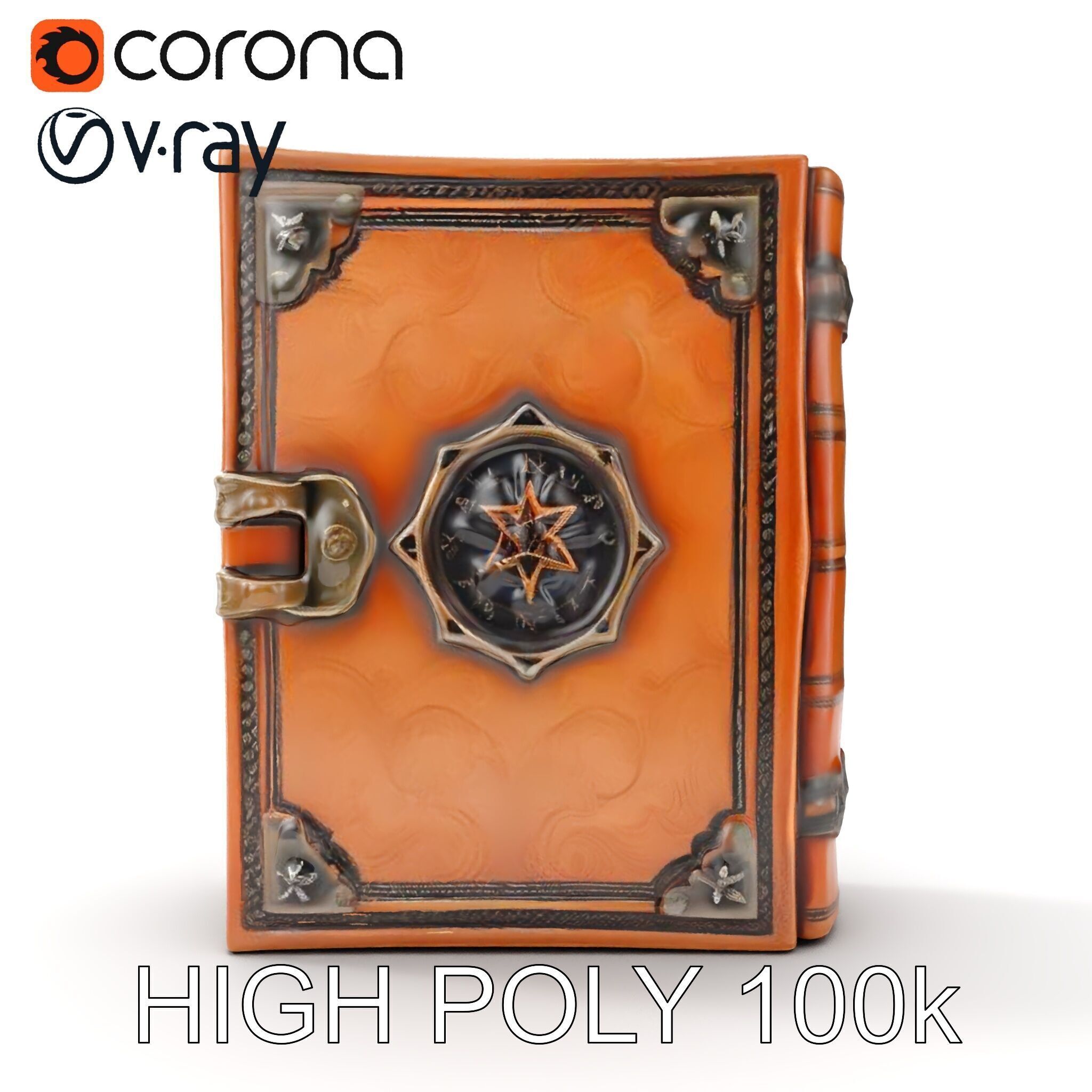 Antique Leather Bound Book Model Pack Low-poly 3D model_16