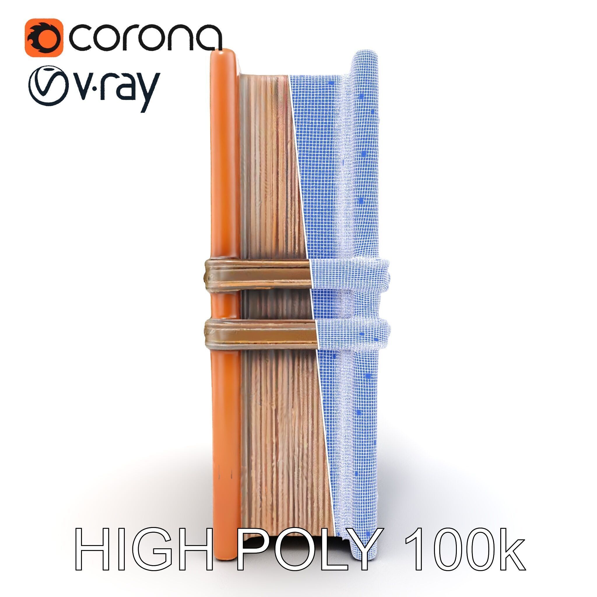 Antique Leather Bound Book Model Pack Low-poly 3D model_35