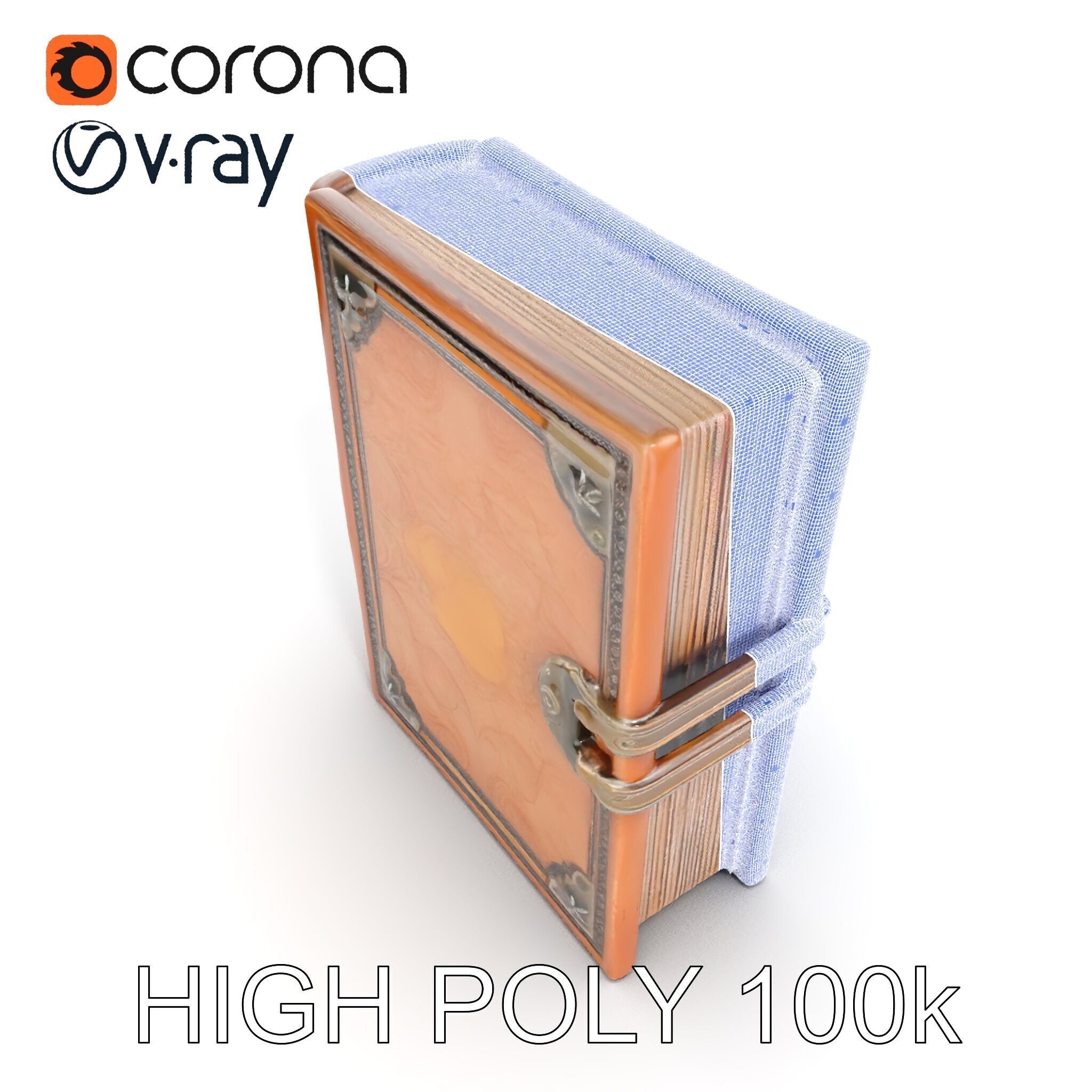 Antique Leather Bound Book Model Pack Low-poly 3D model_24