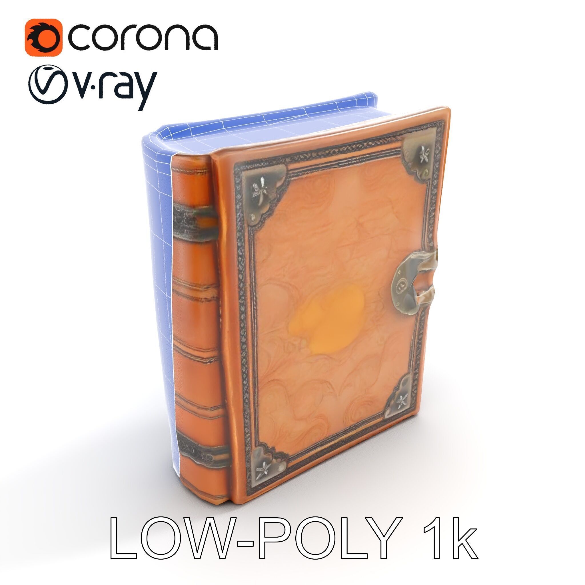 Antique Leather Bound Book Model Pack Low-poly 3D model_23