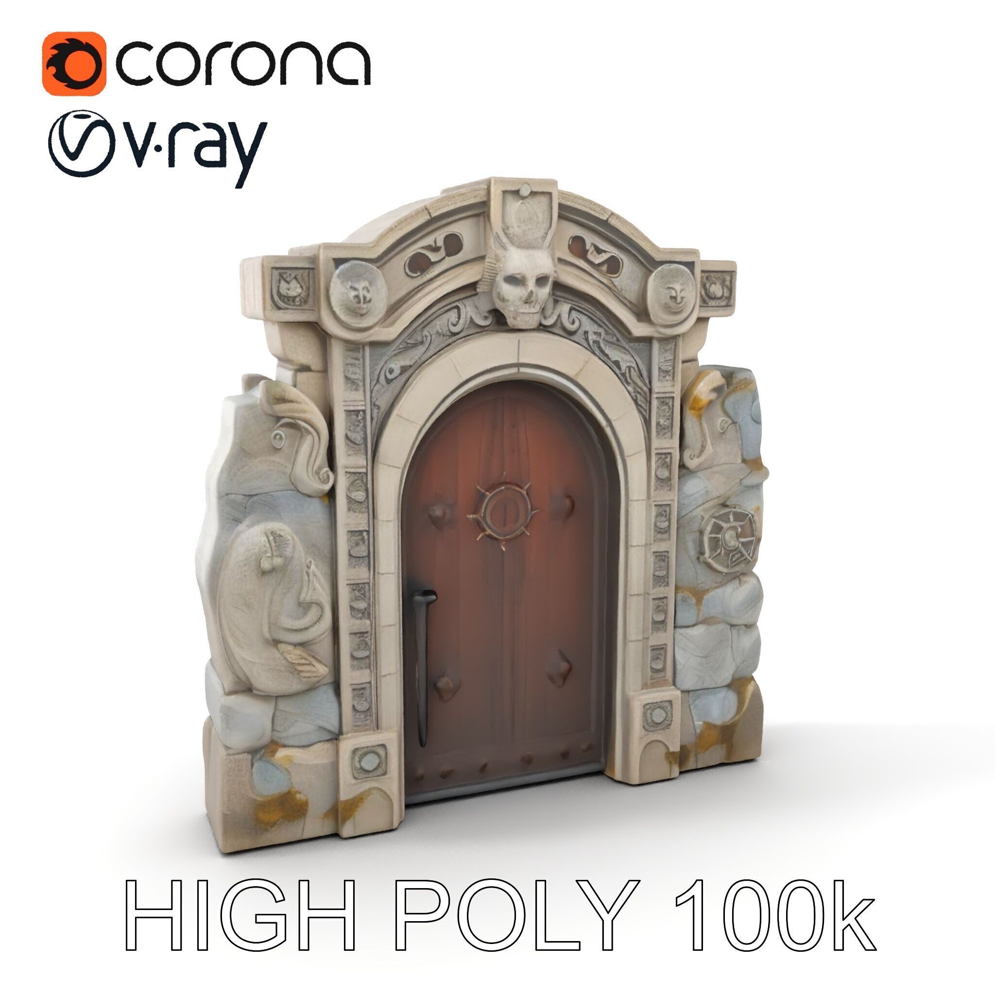 Ornate Gothic Door Model Pack for Architectural Visualization Low-poly 3D model_15