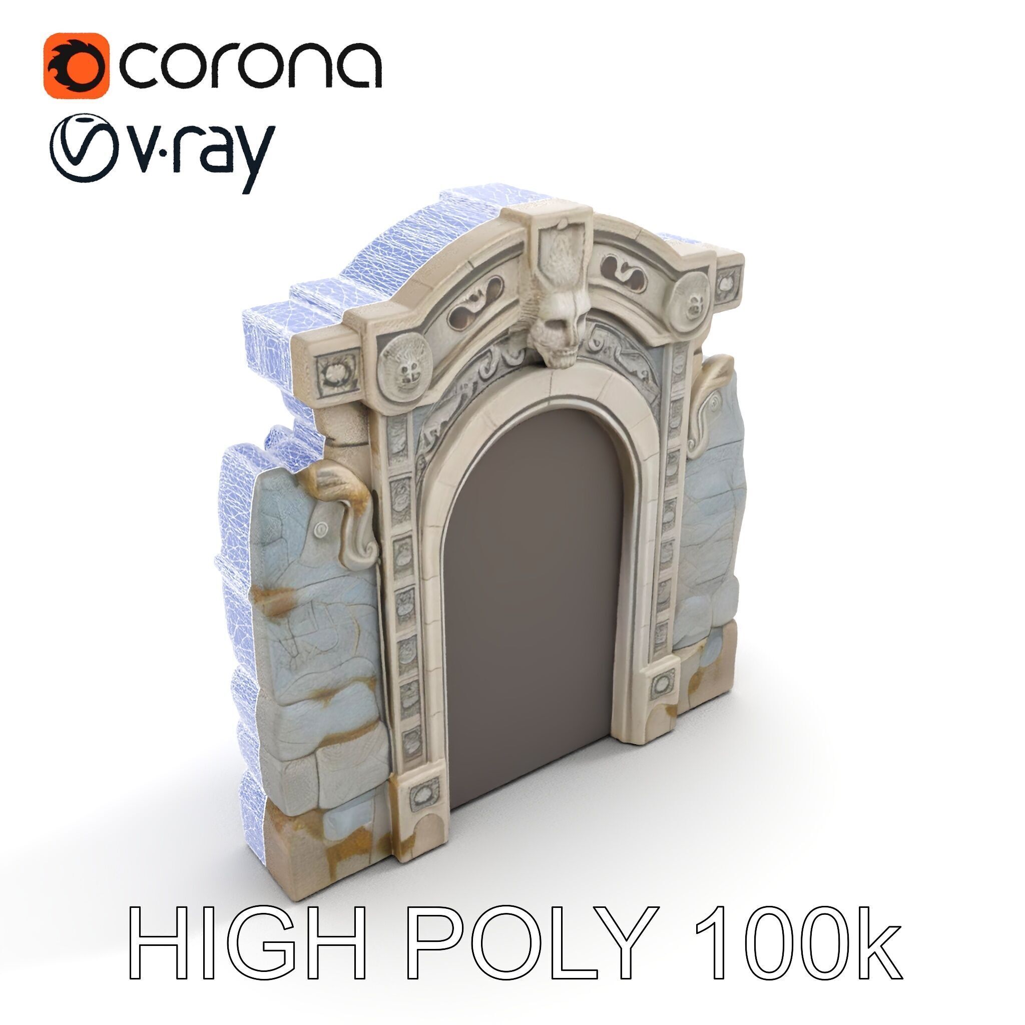Ornate Gothic Door Model Pack for Architectural Visualization Low-poly 3D model_18