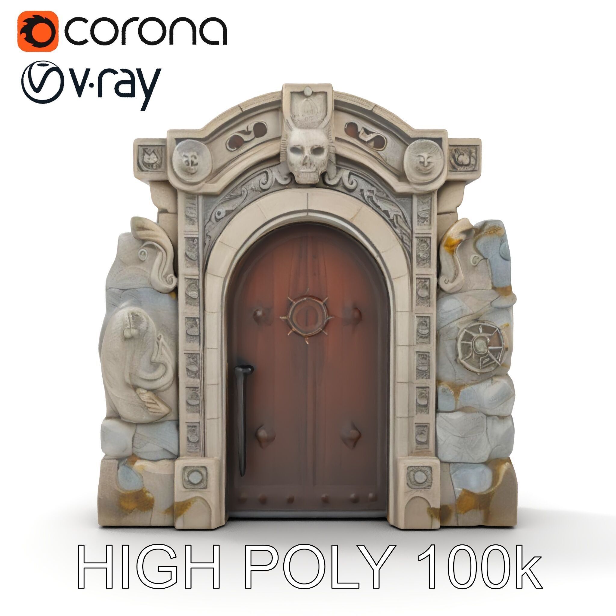Ornate Gothic Door Model Pack for Architectural Visualization Low-poly 3D model_20