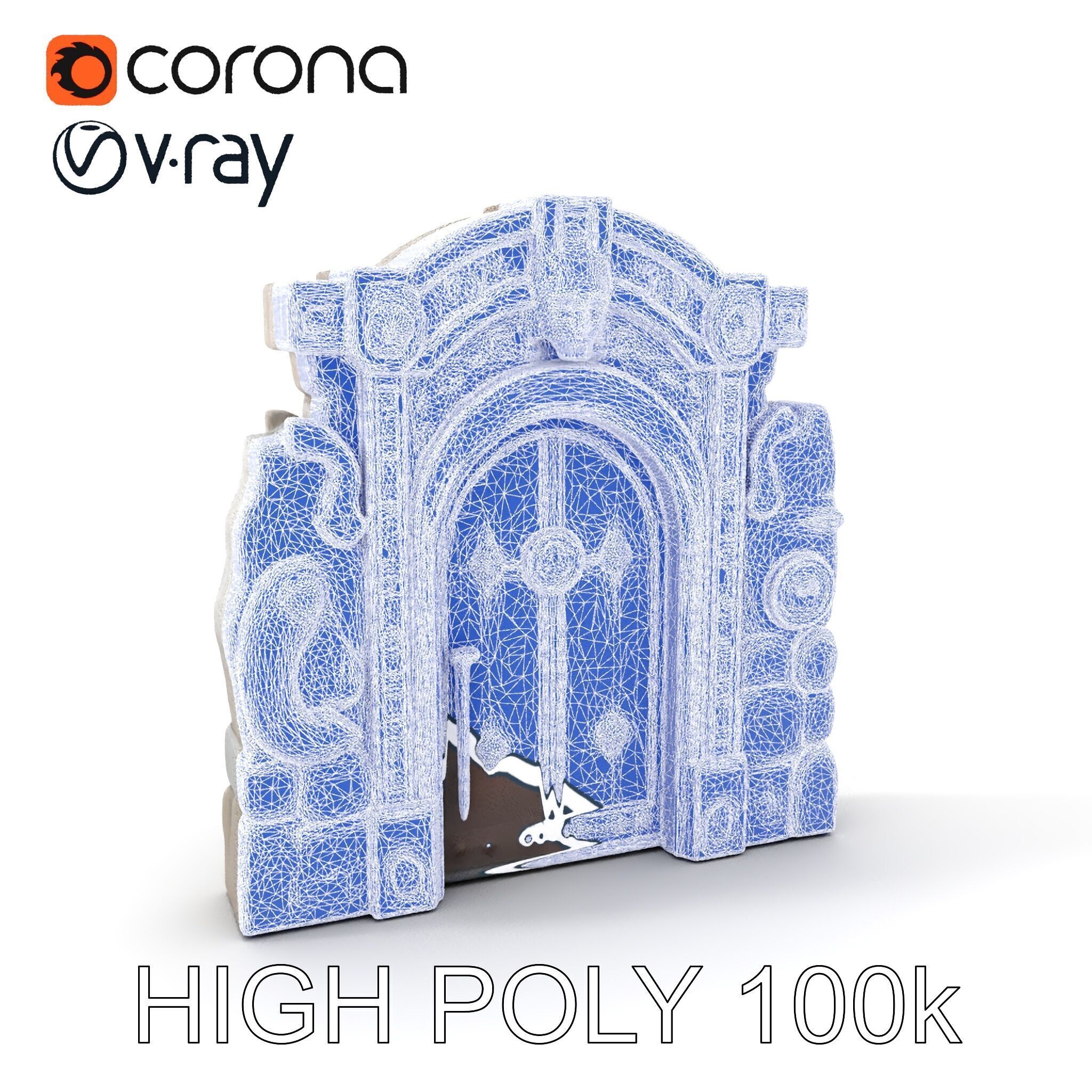 Ornate Gothic Door Model Pack for Architectural Visualization Low-poly 3D model_5
