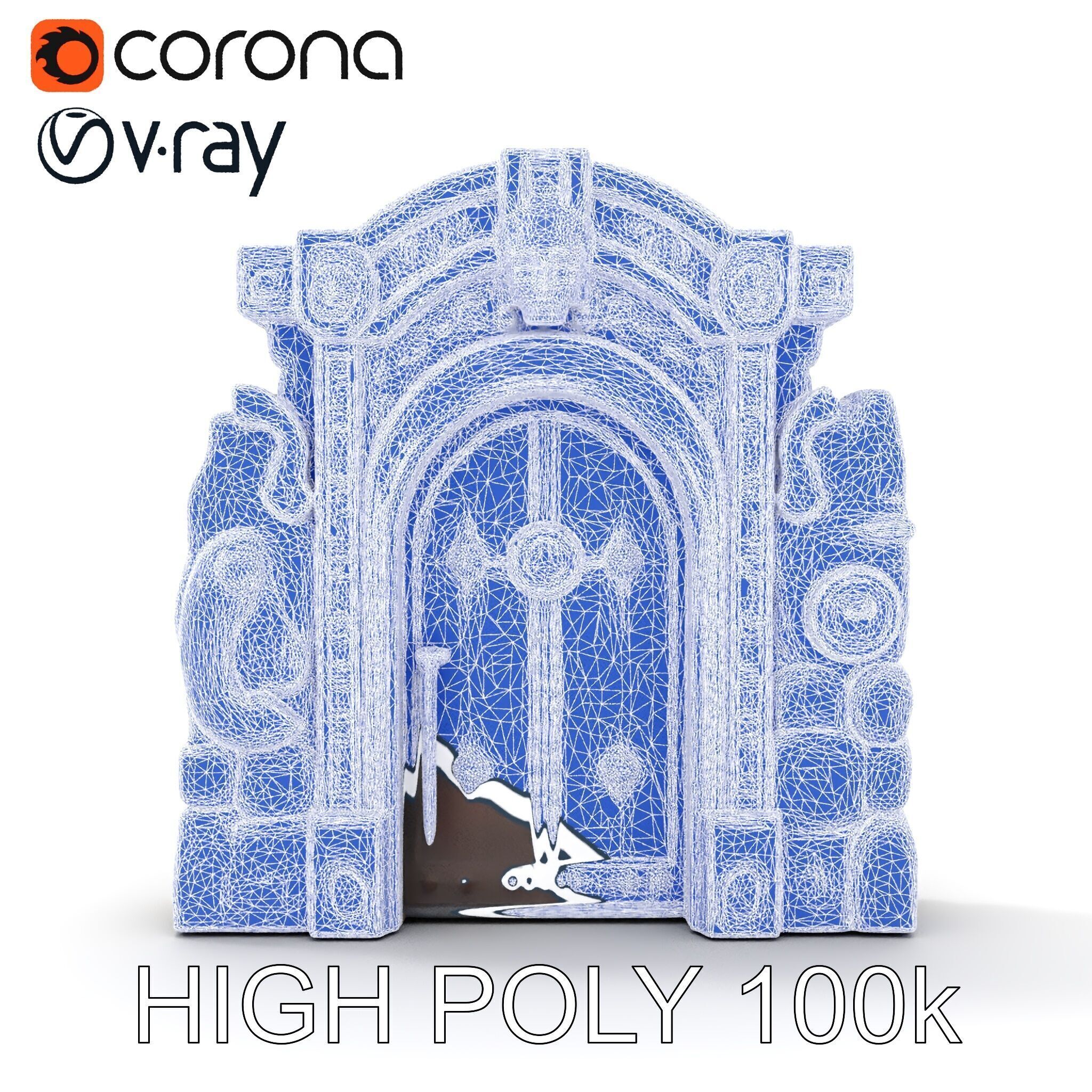 Ornate Gothic Door Model Pack for Architectural Visualization Low-poly 3D model_16