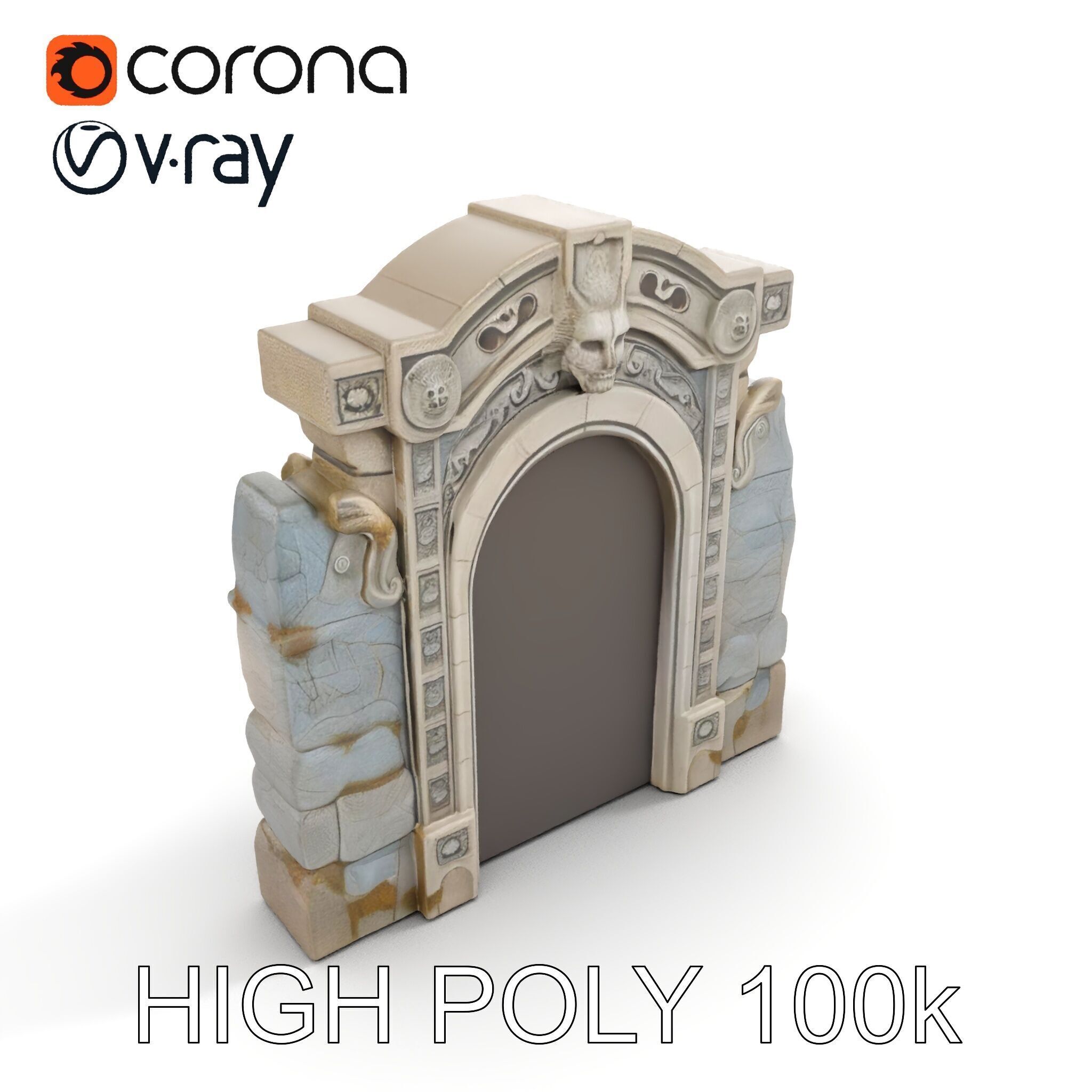 Ornate Gothic Door Model Pack for Architectural Visualization Low-poly 3D model_11