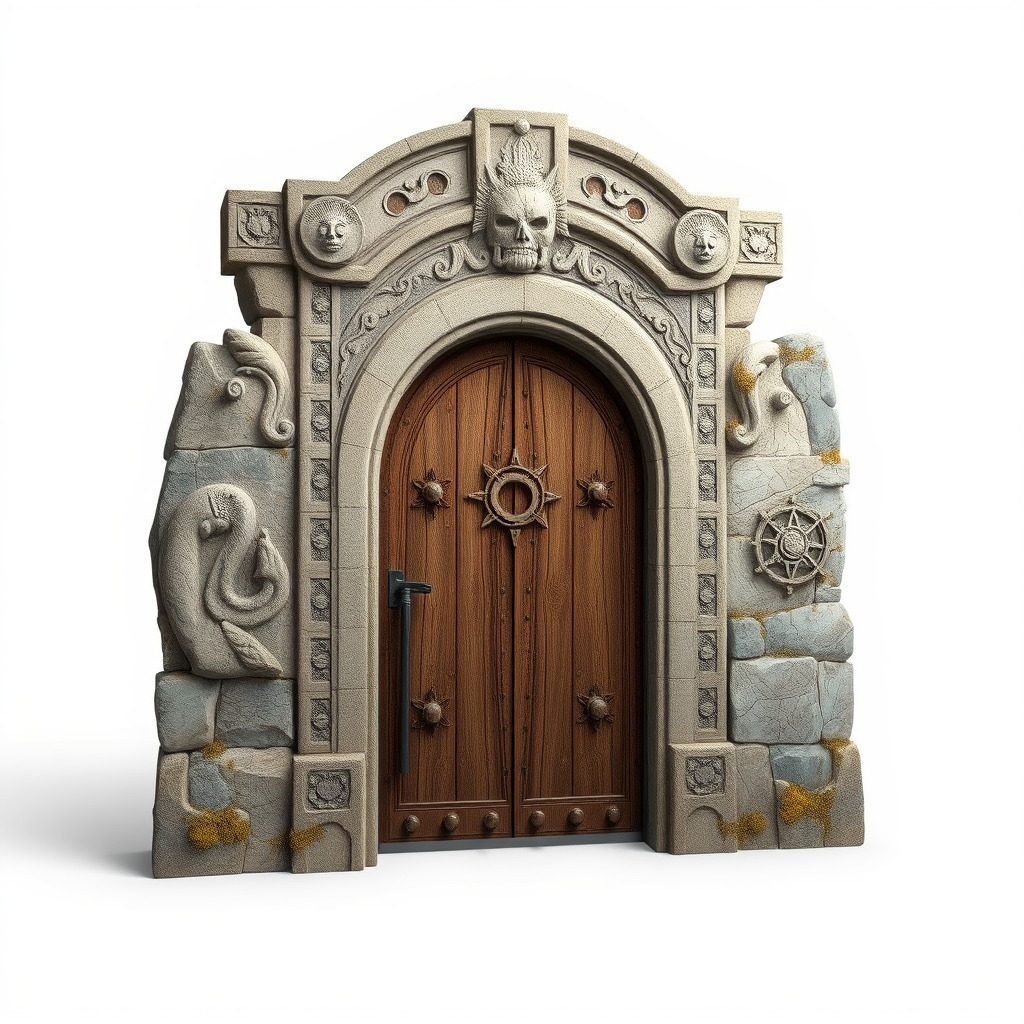 Ornate Gothic Door Model Pack for Architectural Visualization Low-poly 3D model_3