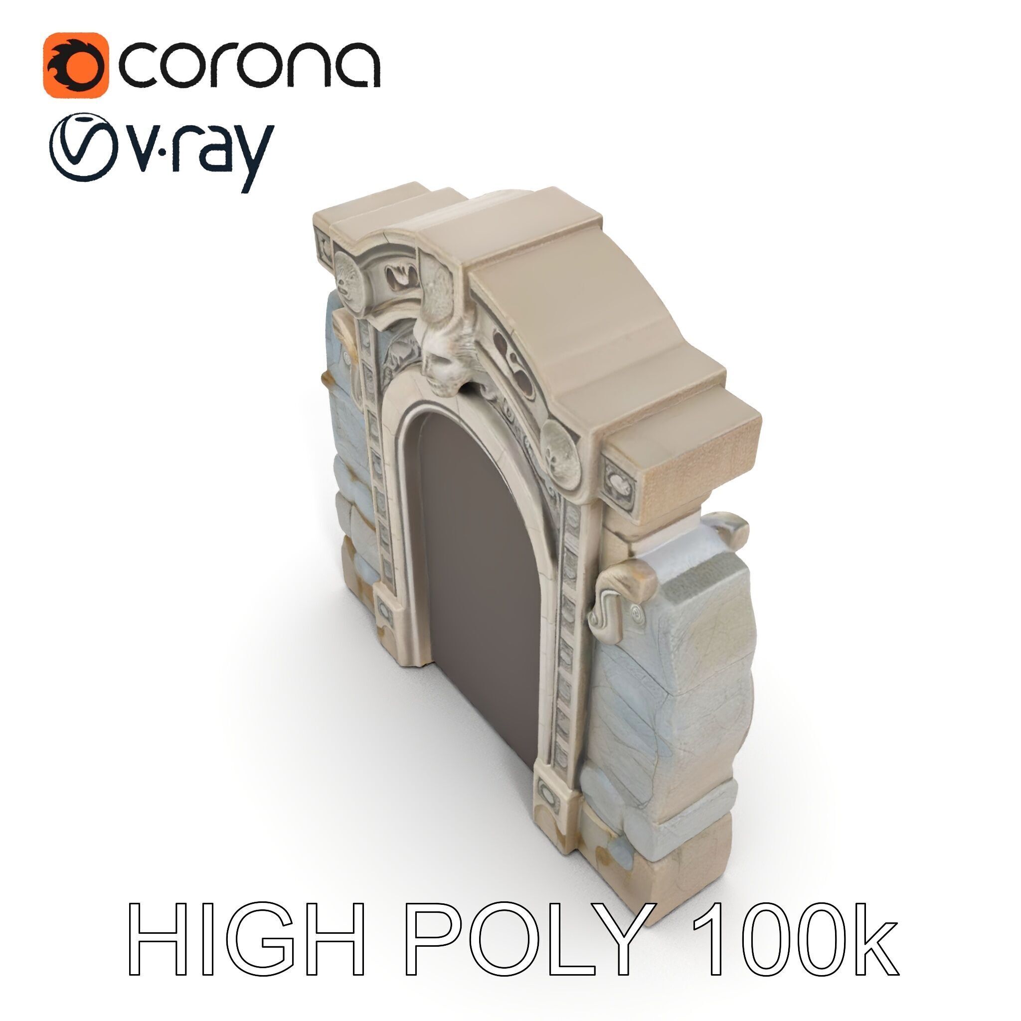 Ornate Gothic Door Model Pack for Architectural Visualization Low-poly 3D model_9
