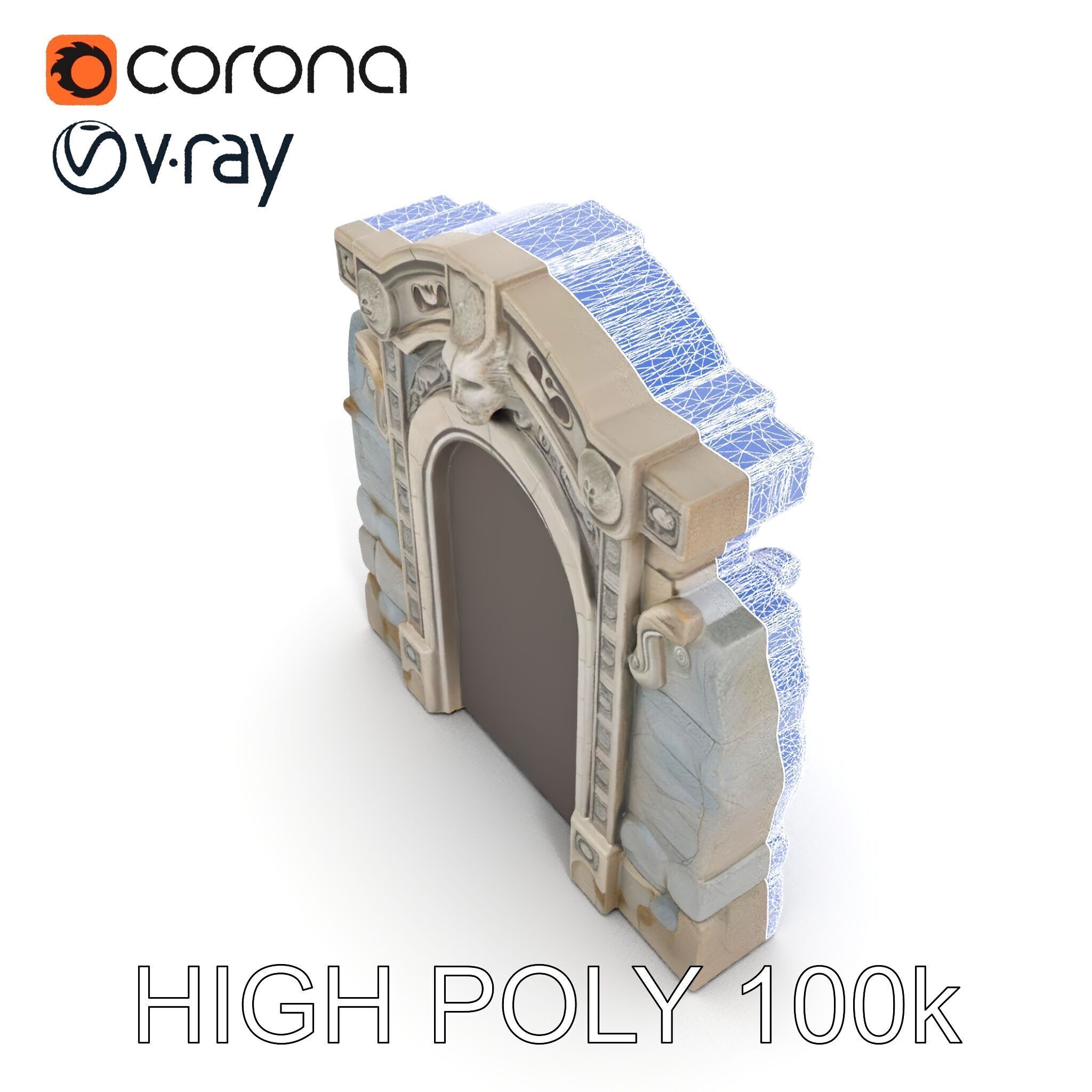 Ornate Gothic Door Model Pack for Architectural Visualization Low-poly 3D model_23