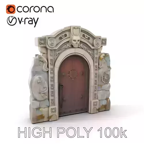 Ornate Gothic Door Model Pack for Architectural Visualization Low-poly 3D model