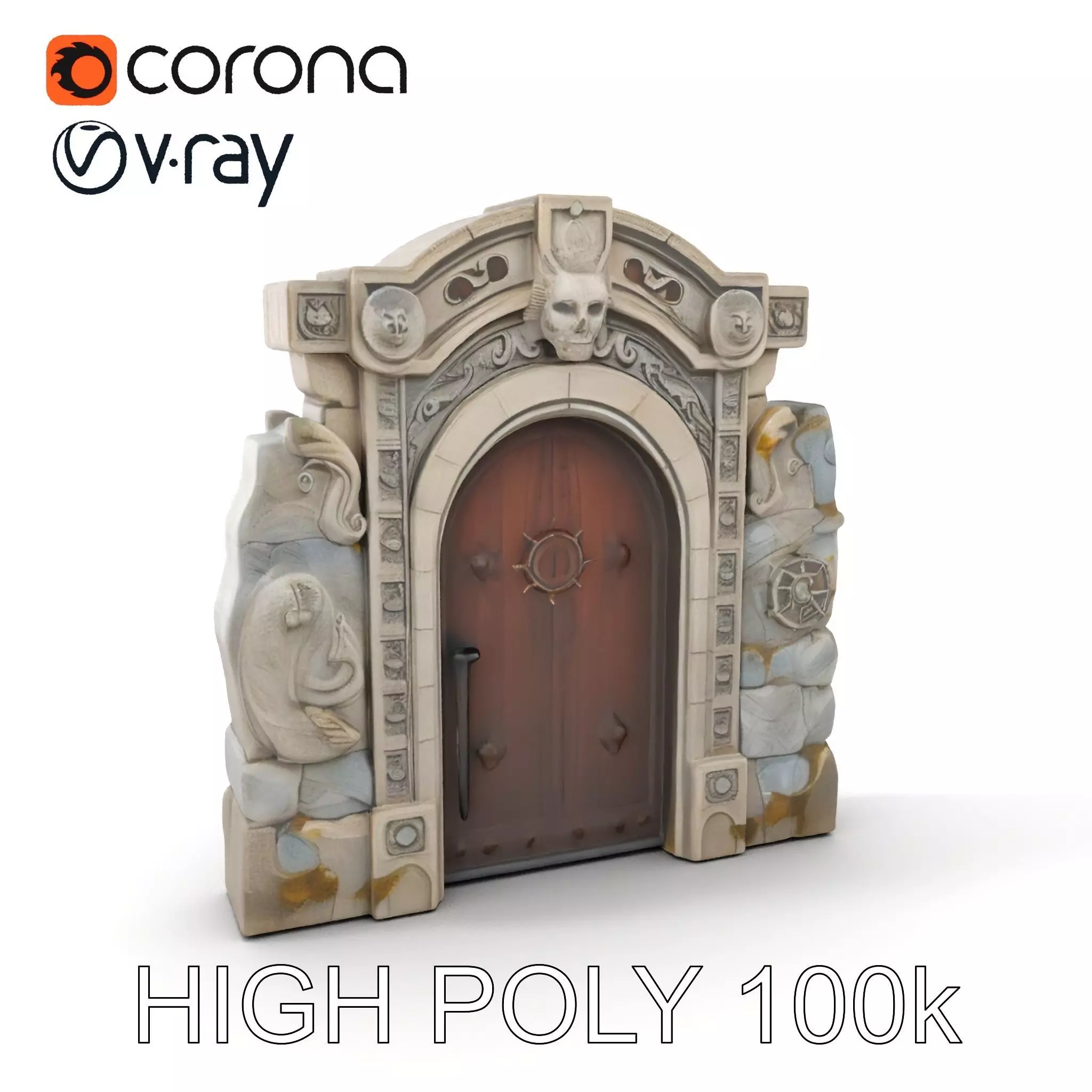 Ornate Gothic Door Model Pack for Architectural Visualization Low-poly 3D model_0