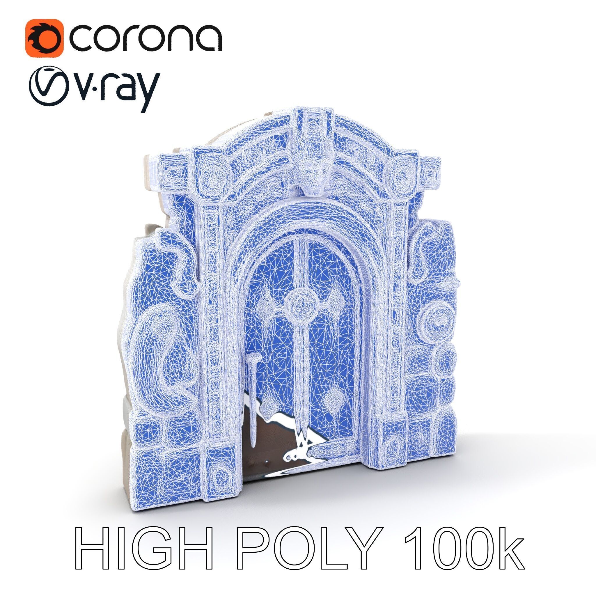 Ornate Gothic Door Model Pack for Architectural Visualization Low-poly 3D model_10