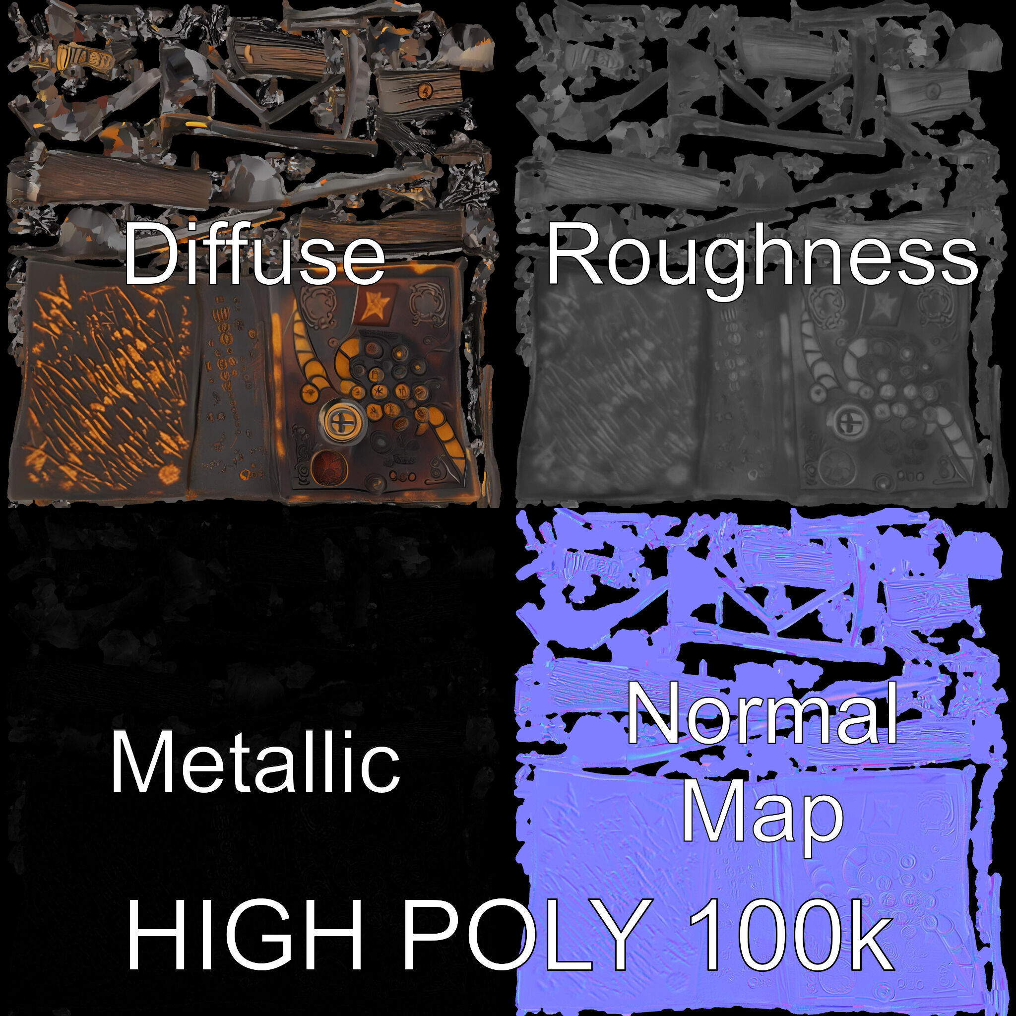 Ancient Spellbook Model Pack Low-poly 3D model_4