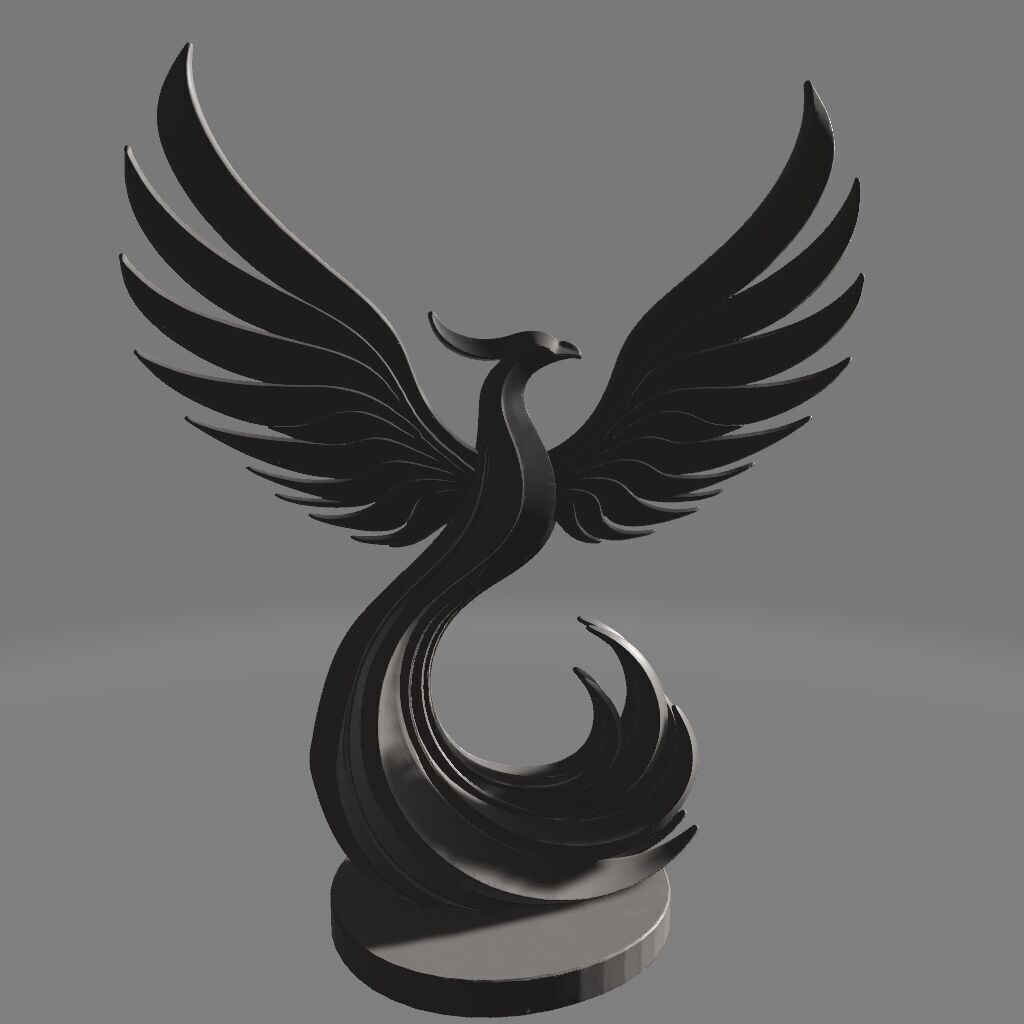 Minimalist Phoenix Modern Flamebird Statue 3D print model_1