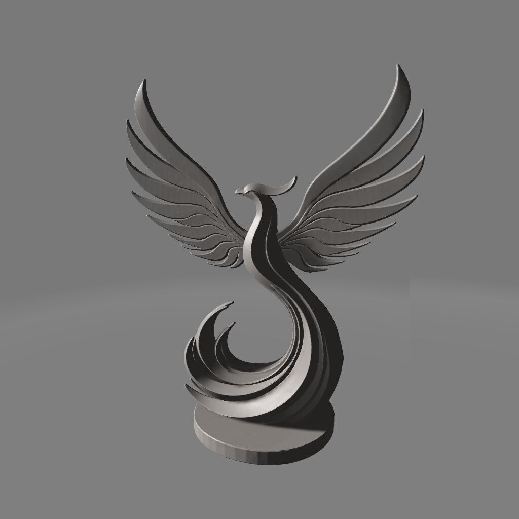 Minimalist Phoenix Modern Flamebird Statue 3D print model_3