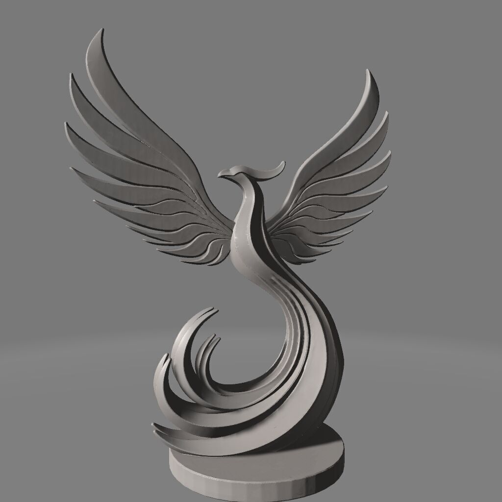 Minimalist Phoenix Modern Flamebird Statue 3D print model_2