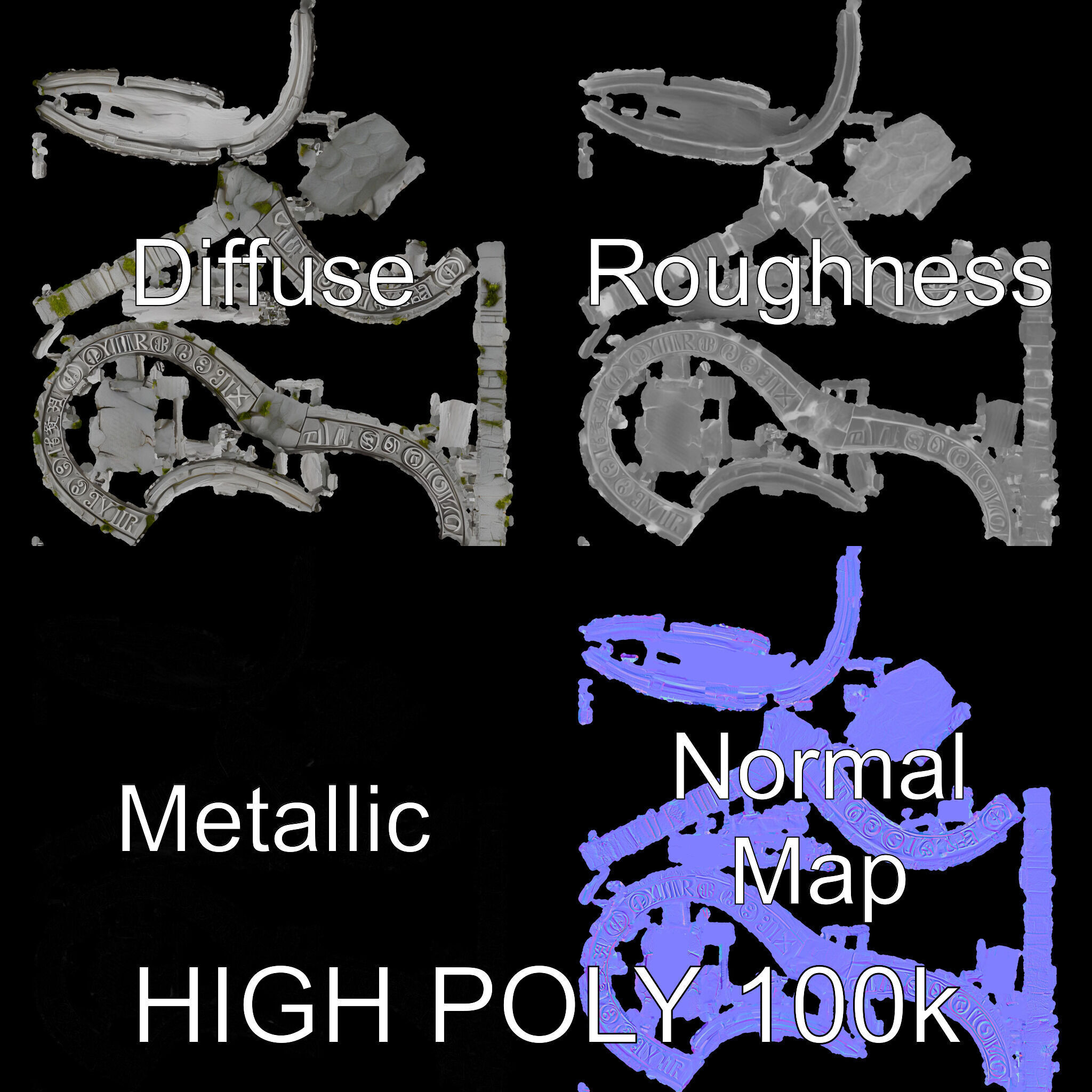 Ancient Rune Stone Archway Model Pack Low-poly 3D model_4