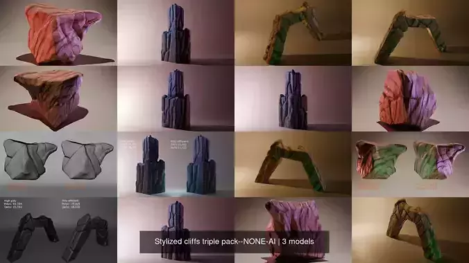 Stylized cliffs triple pack--NONE-AI