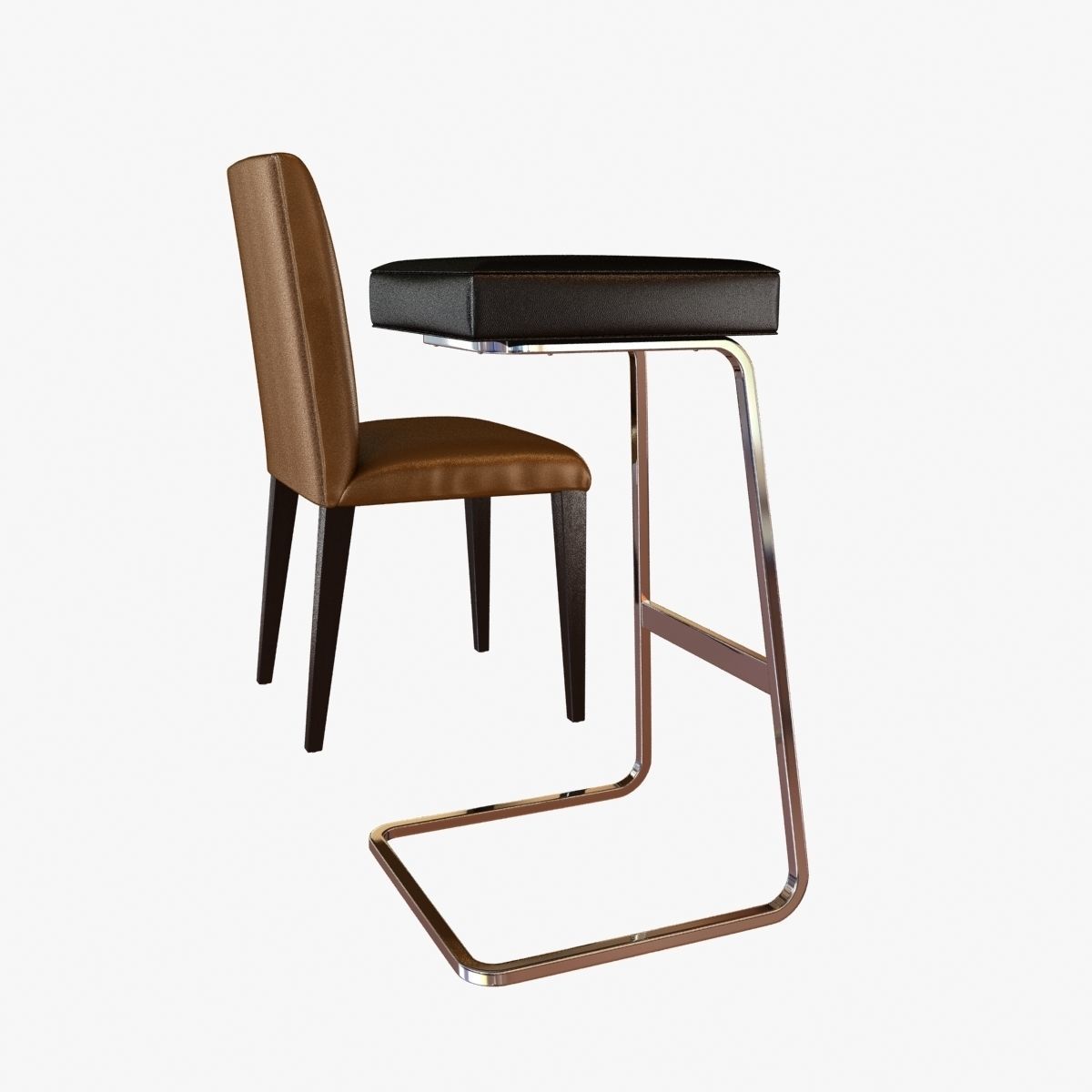 knoll Four seasons bar stool and ava high back side chair 3D model