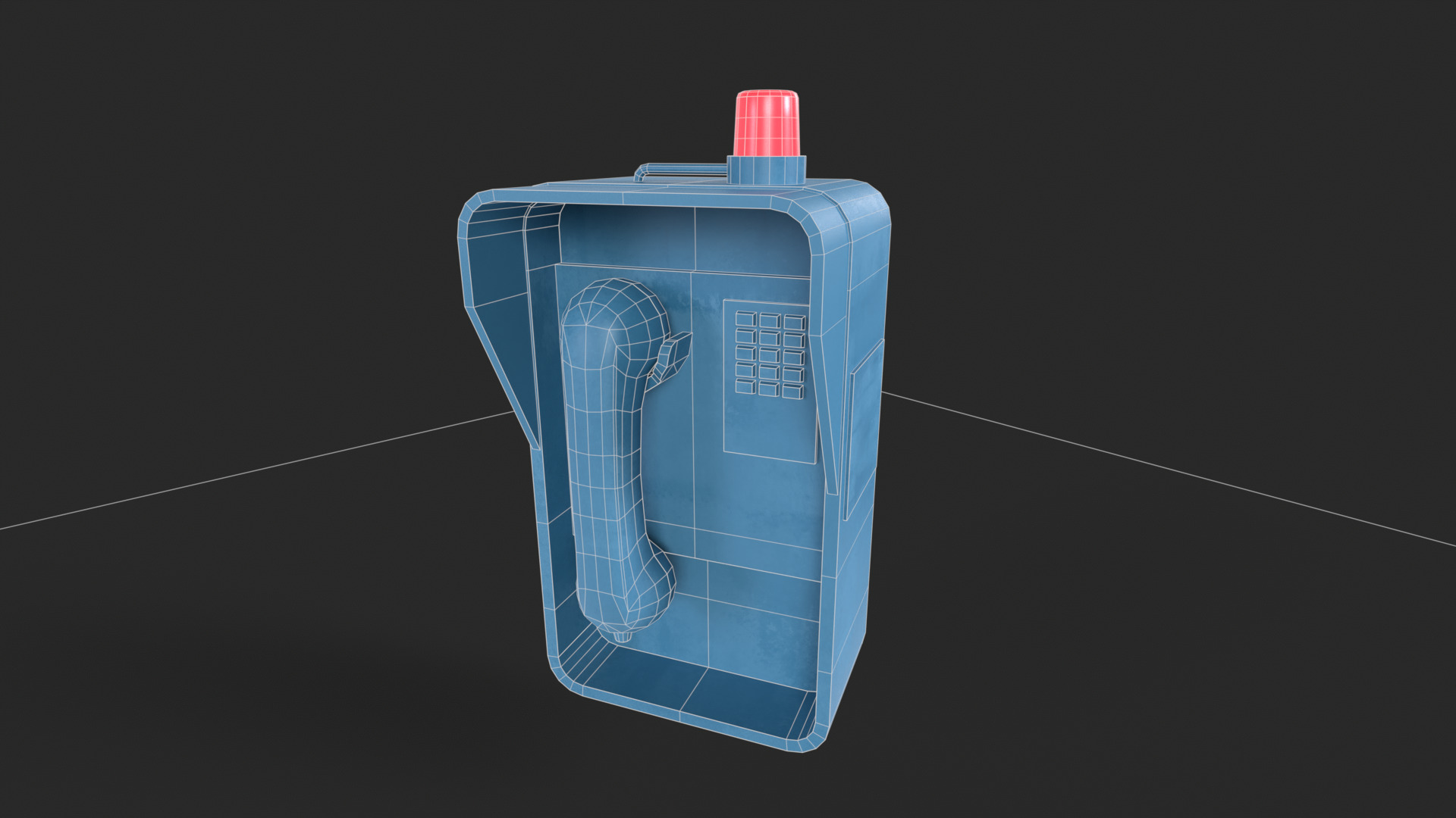 Retro Wall Telephone Low-poly 3D model_8