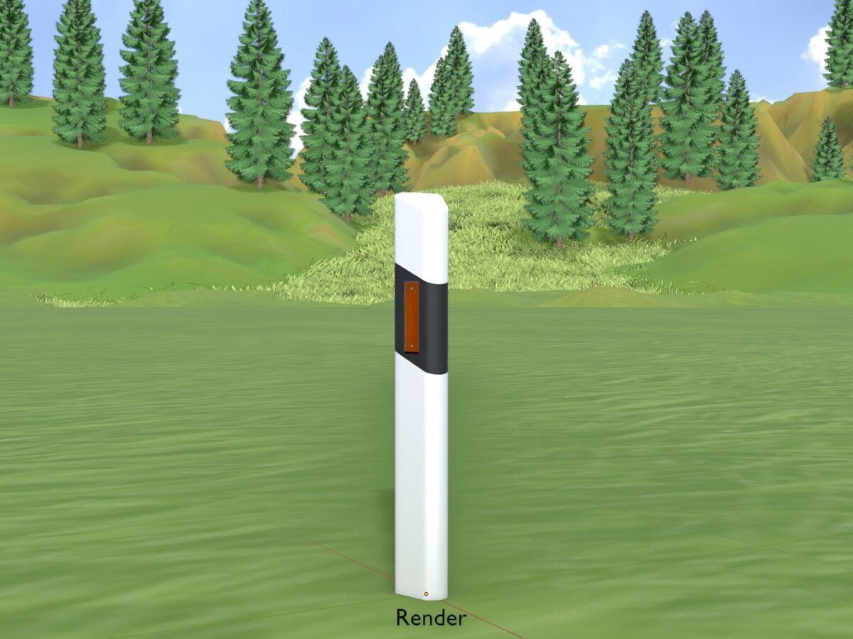 Delineator posts with yellow-orange reflectors R Low-poly 3D model_18