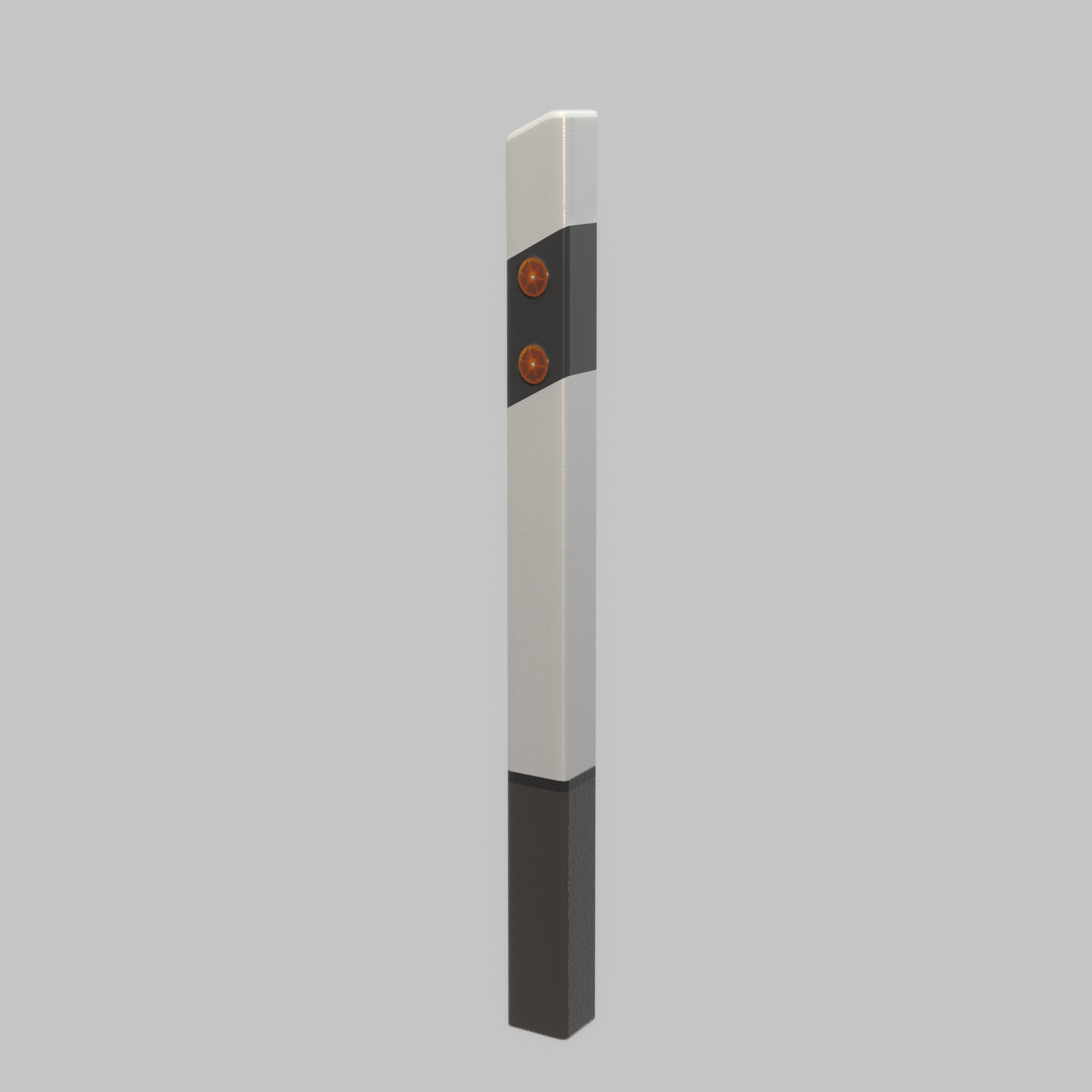 Delineator posts with yellow-orange reflectors R Low-poly 3D model_29
