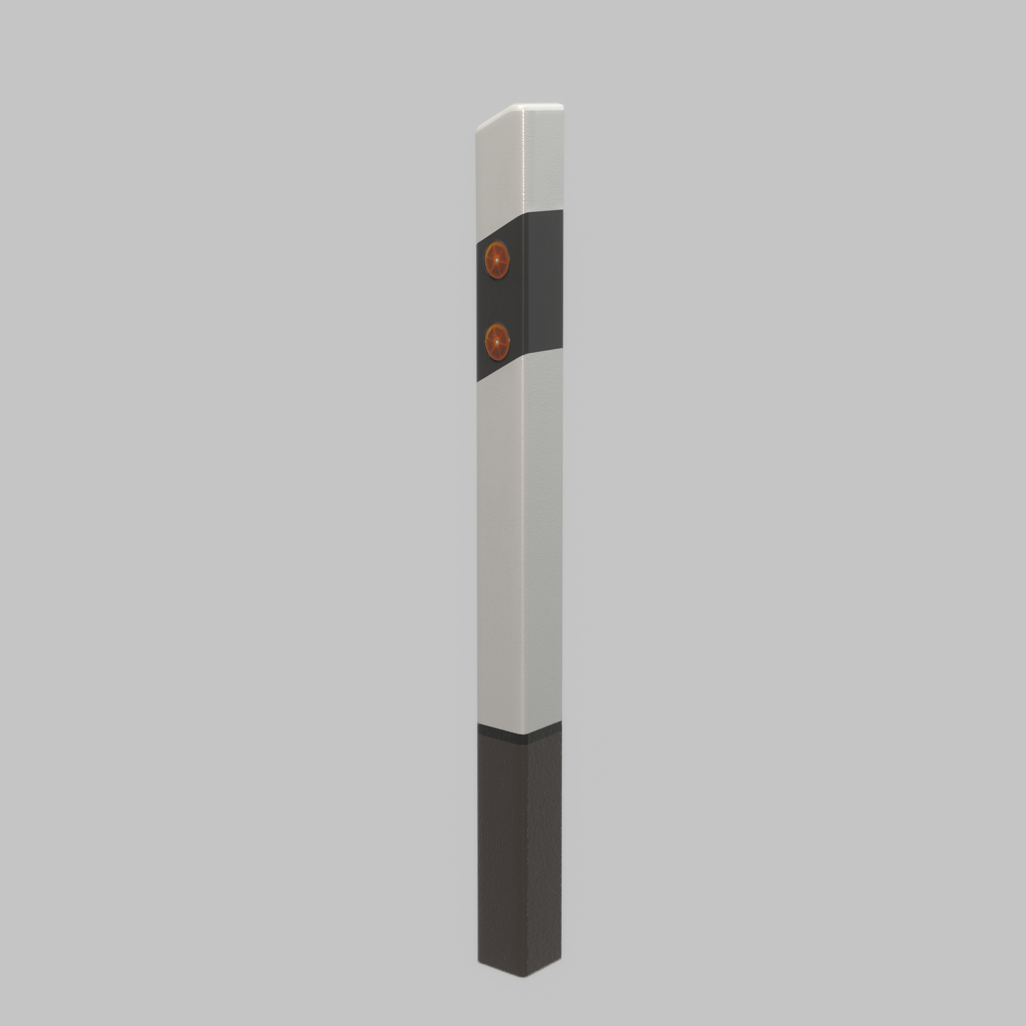 Delineator posts with yellow-orange reflectors R Low-poly 3D model_26