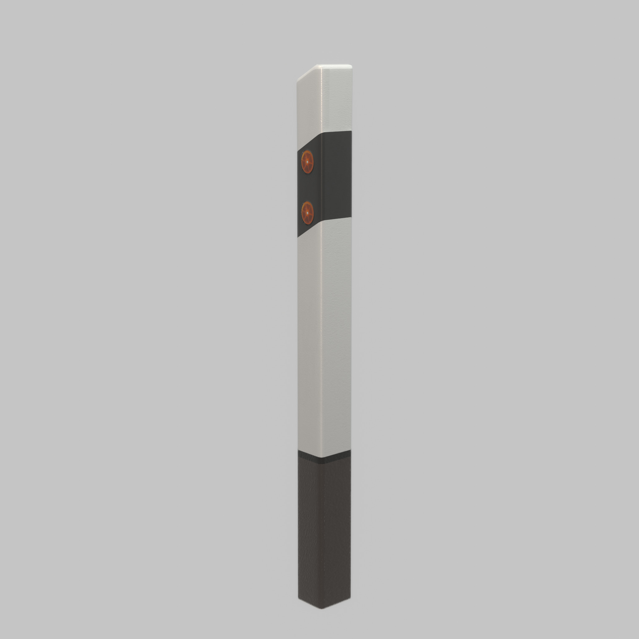 Delineator posts with yellow-orange reflectors R Low-poly 3D model_40