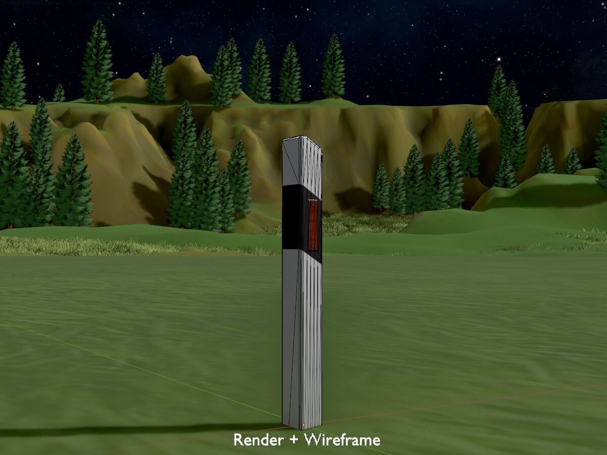 Delineator posts with yellow-orange reflectors R Low-poly 3D model_8