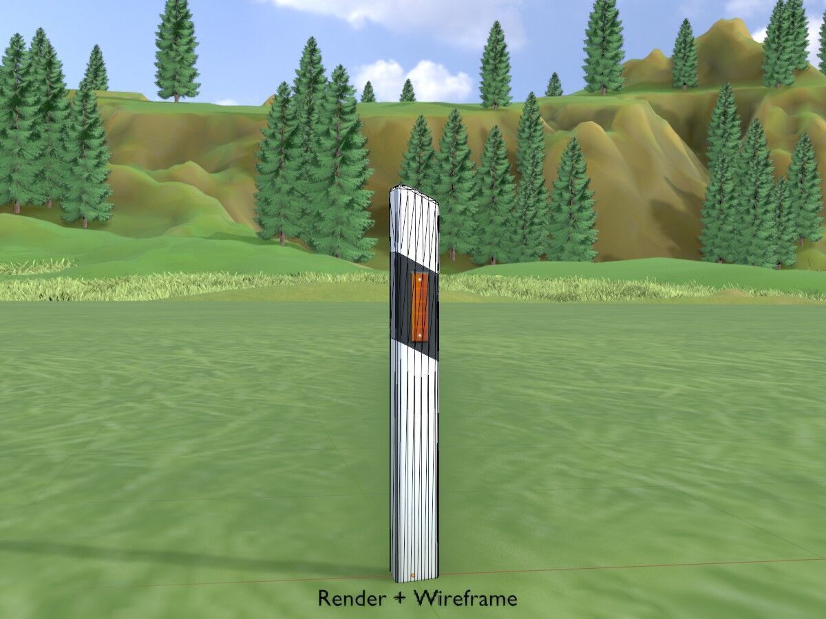 Delineator posts with yellow-orange reflectors R Low-poly 3D model_5