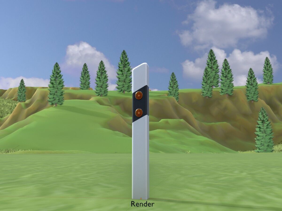Delineator posts with yellow-orange reflectors R Low-poly 3D model_15
